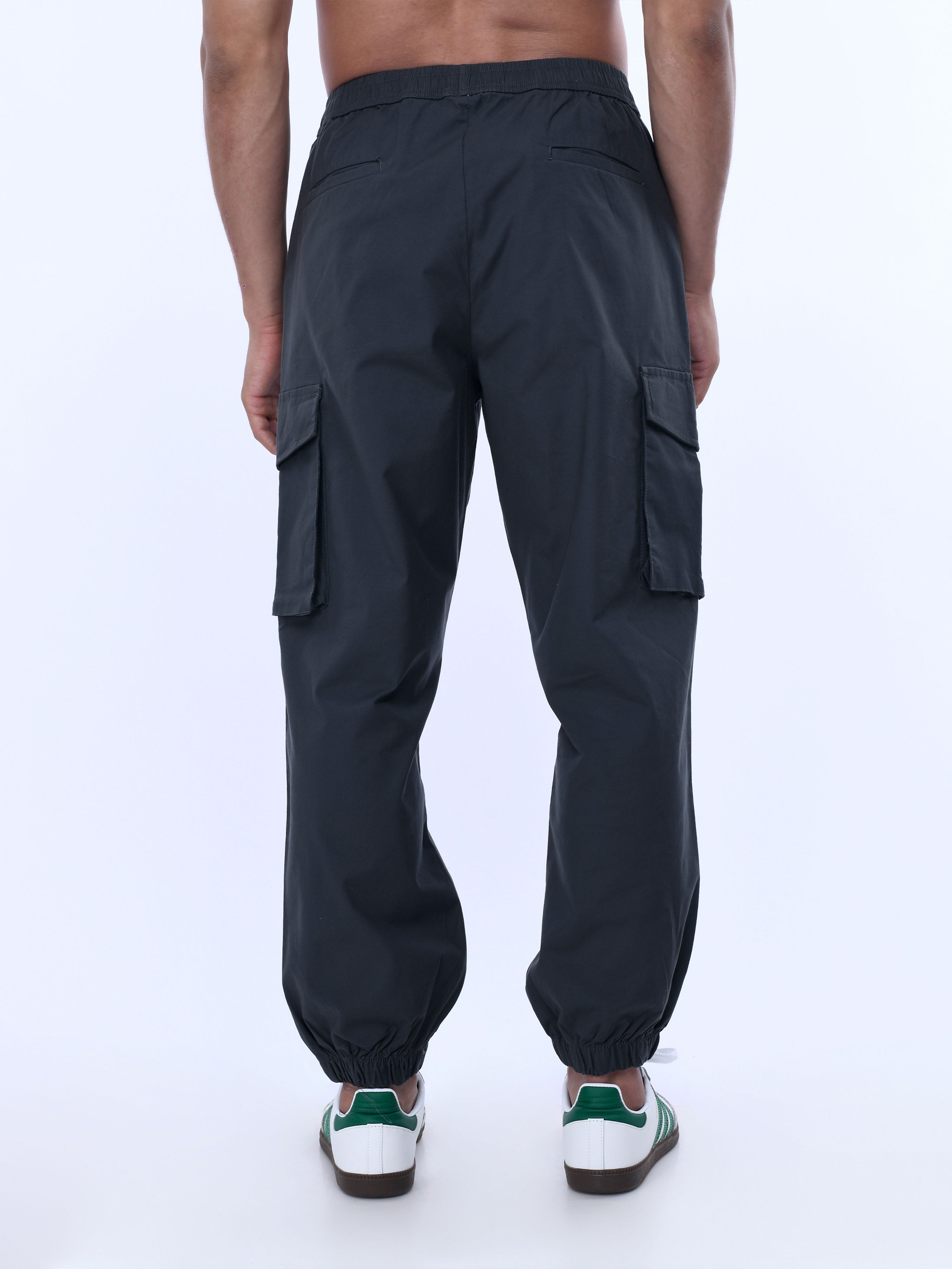 Grey Cotton Joggers Men Cargo Pants