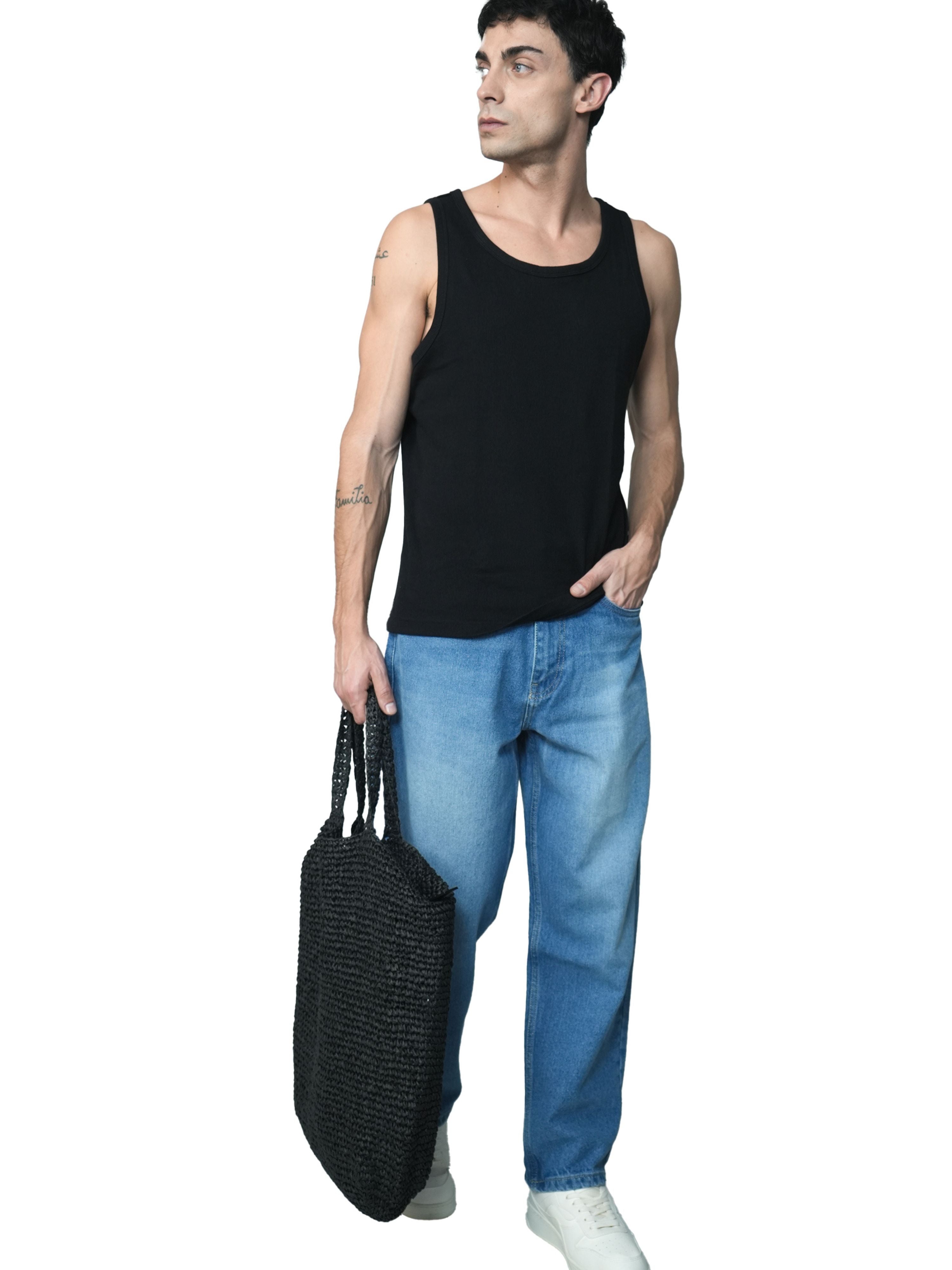 Classic Edge Relaxed Denims In Mid Blue