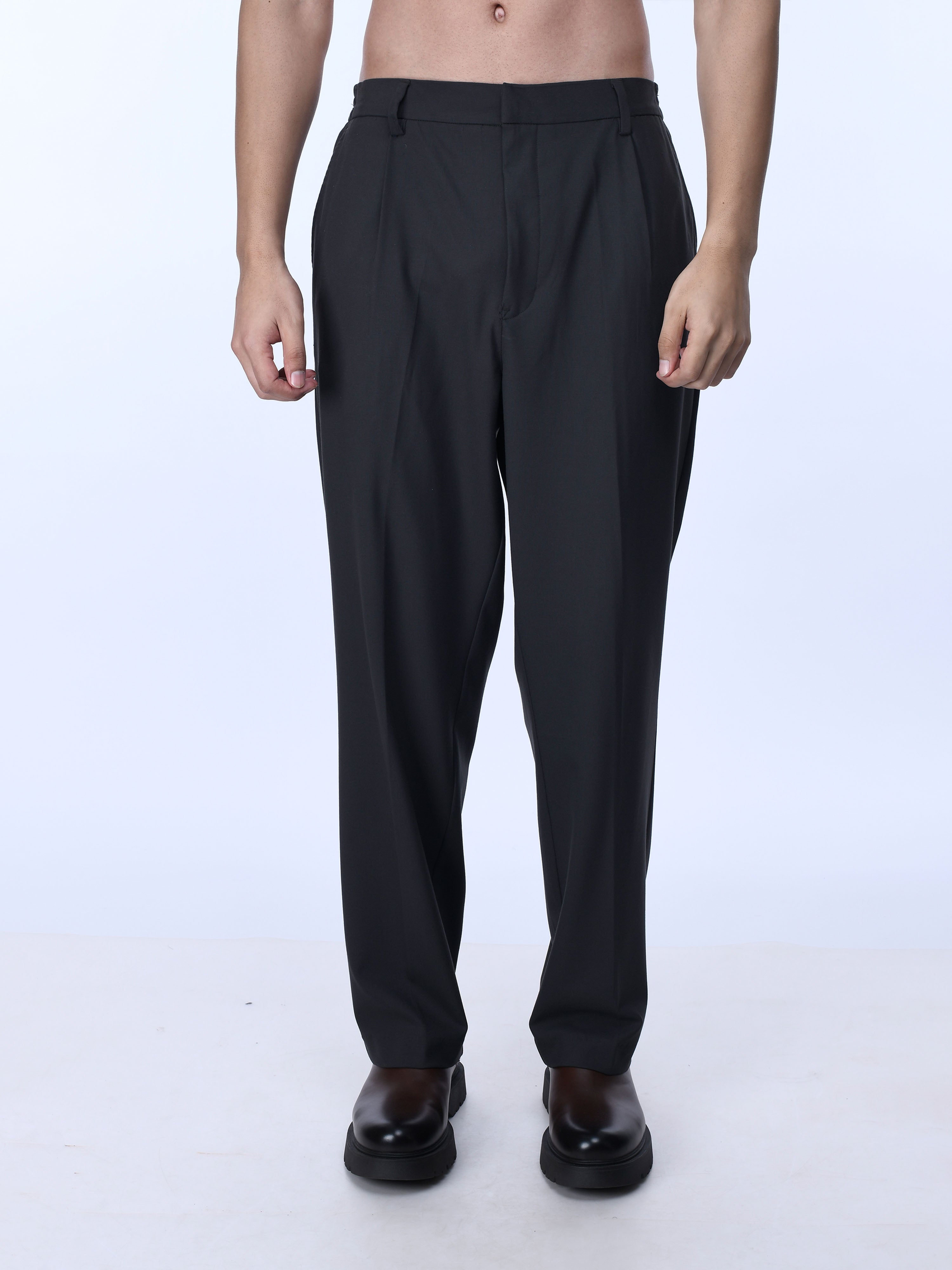 Dark Grey Mens Relaxed Trousers
