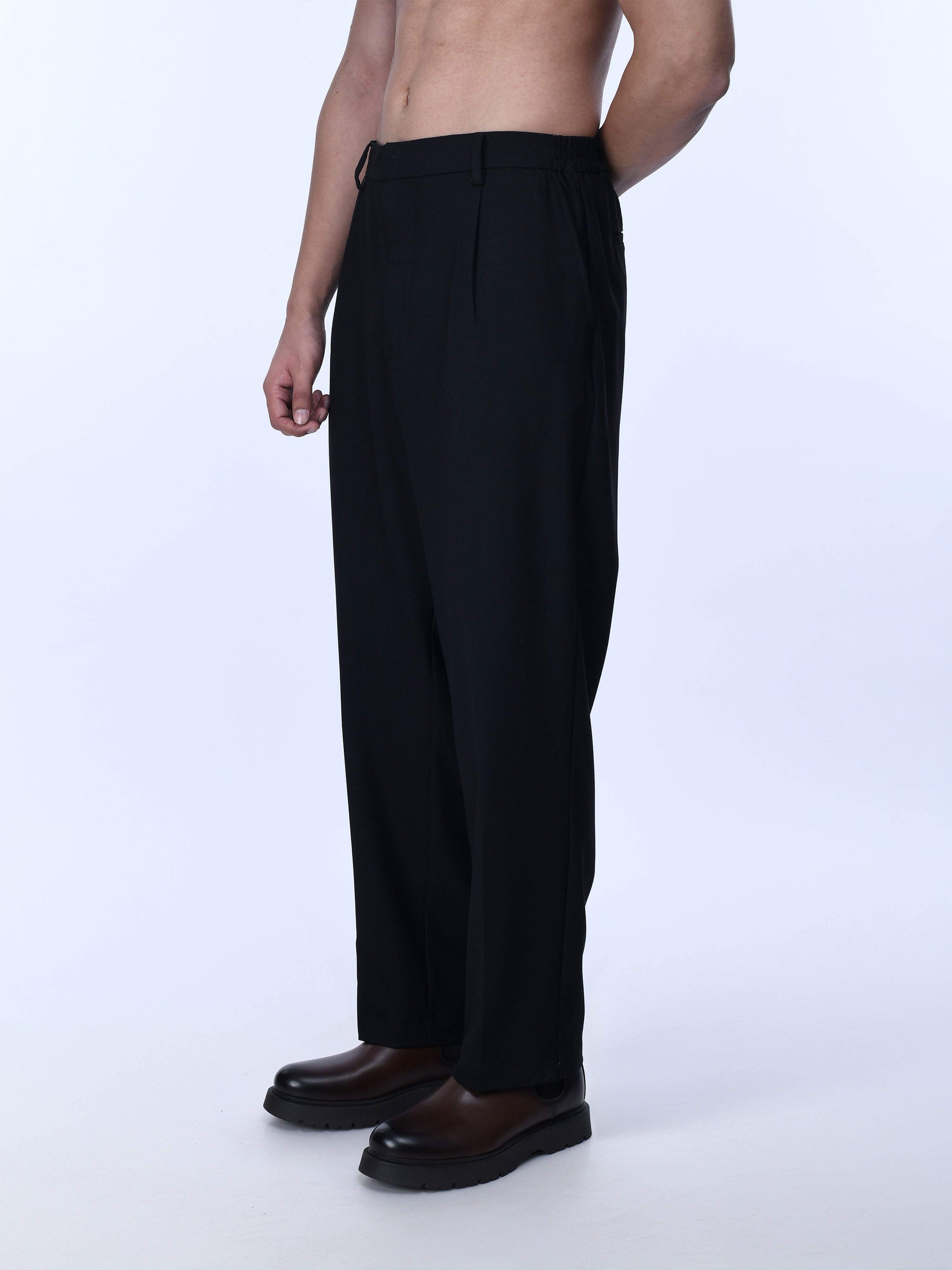 Soft Black Relaxed Trousers for men