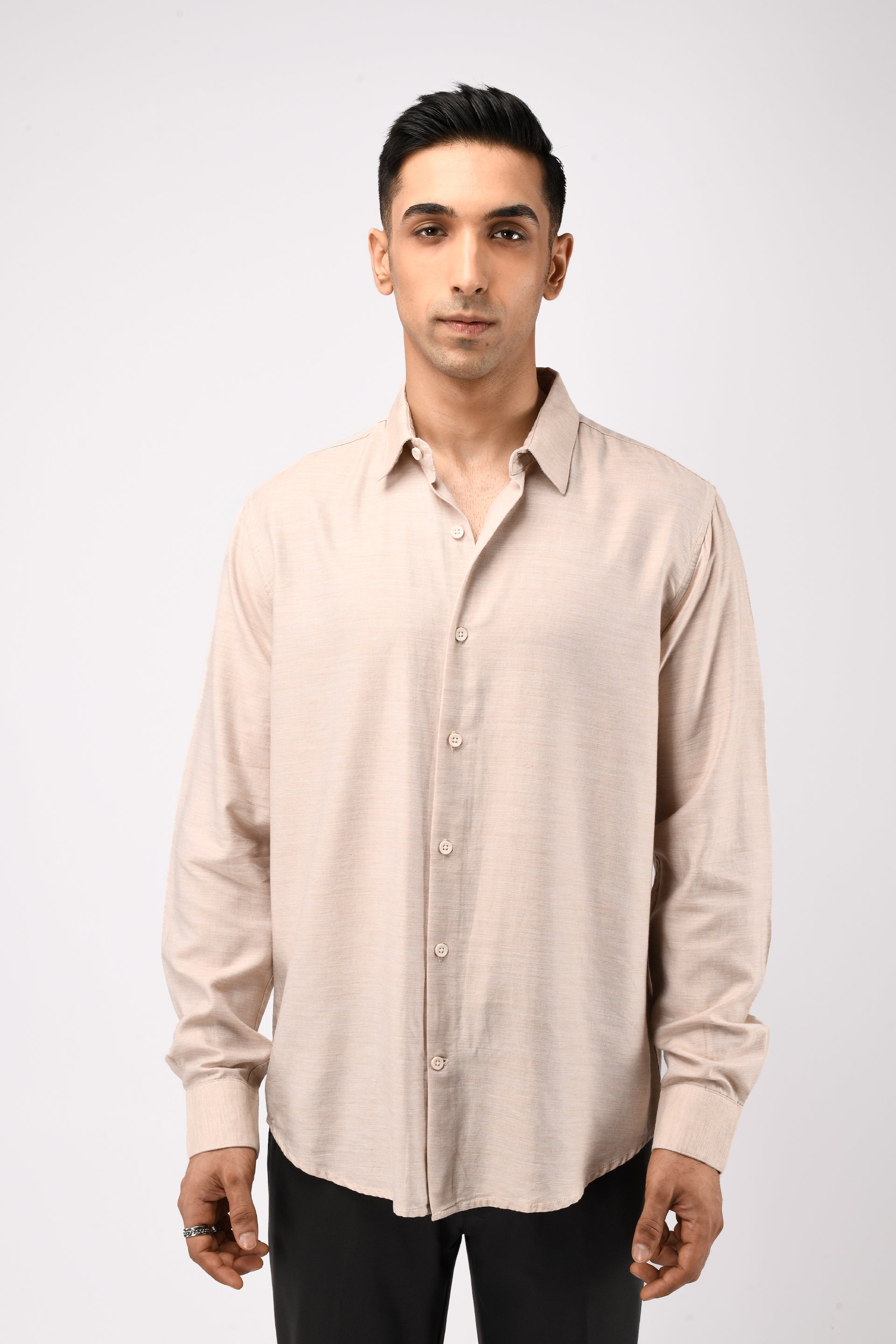 Soft Lycocell Cream Melange Shirt