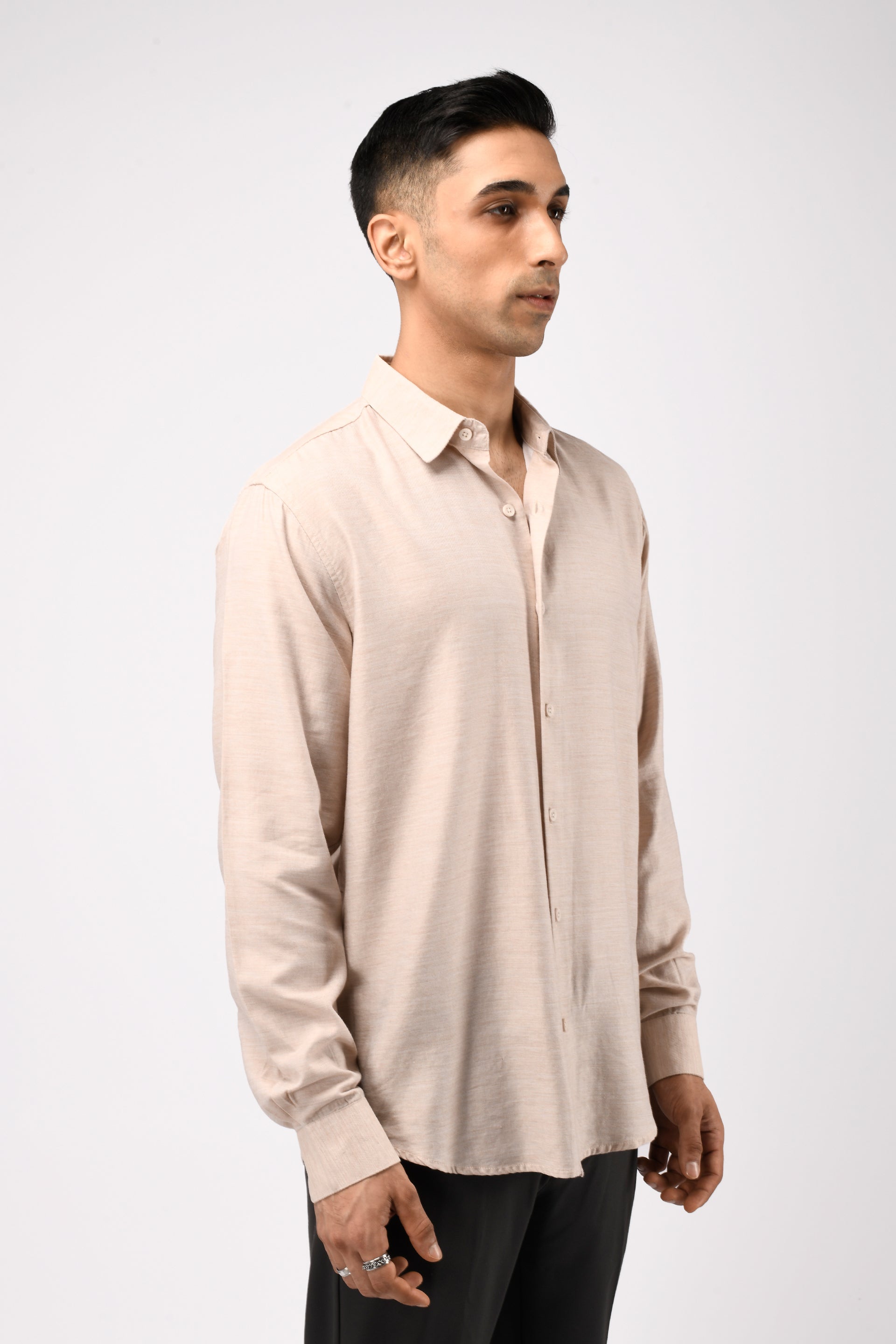 Soft Lycocell Cream Melange Shirt