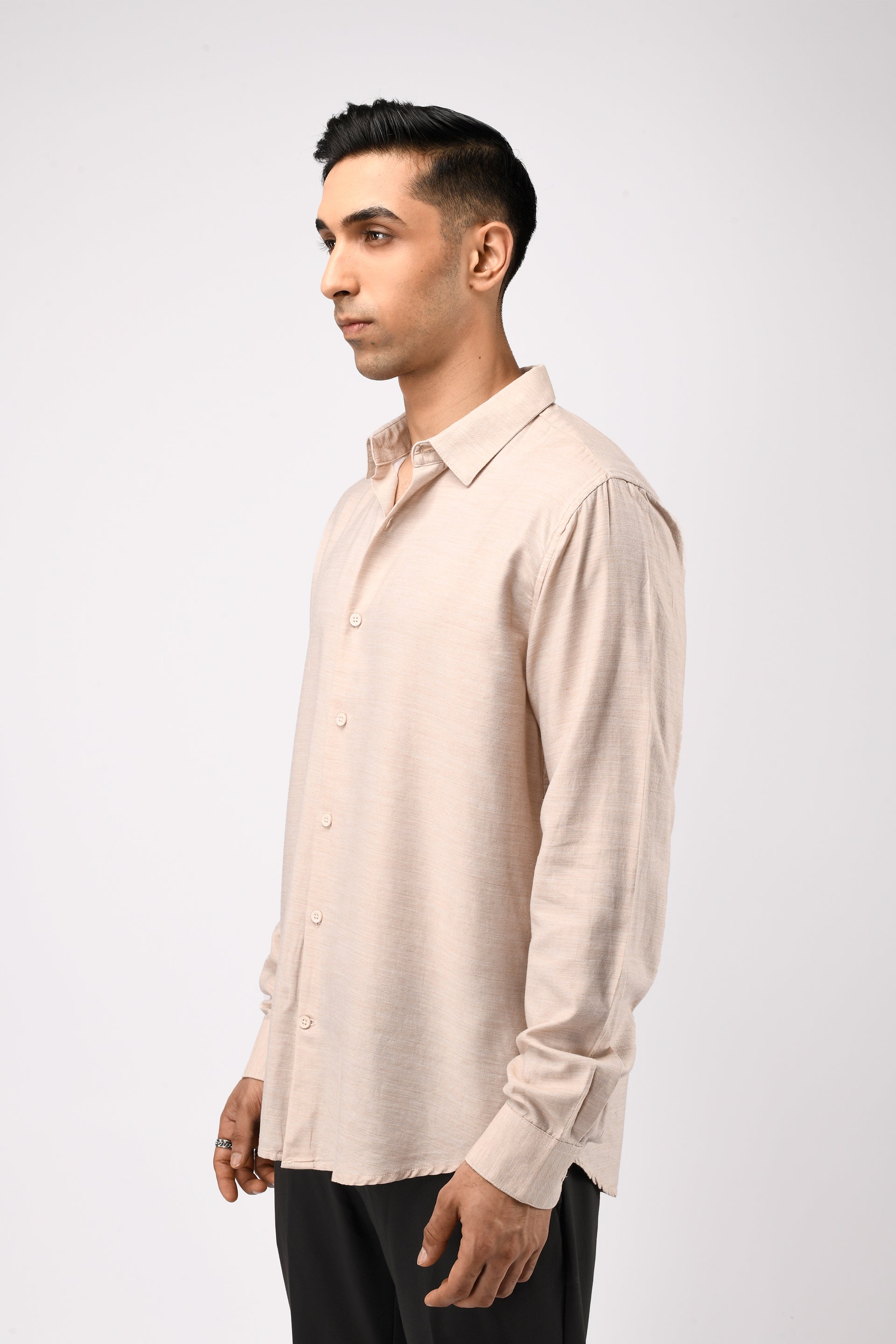 Soft Lycocell Cream Melange Shirt