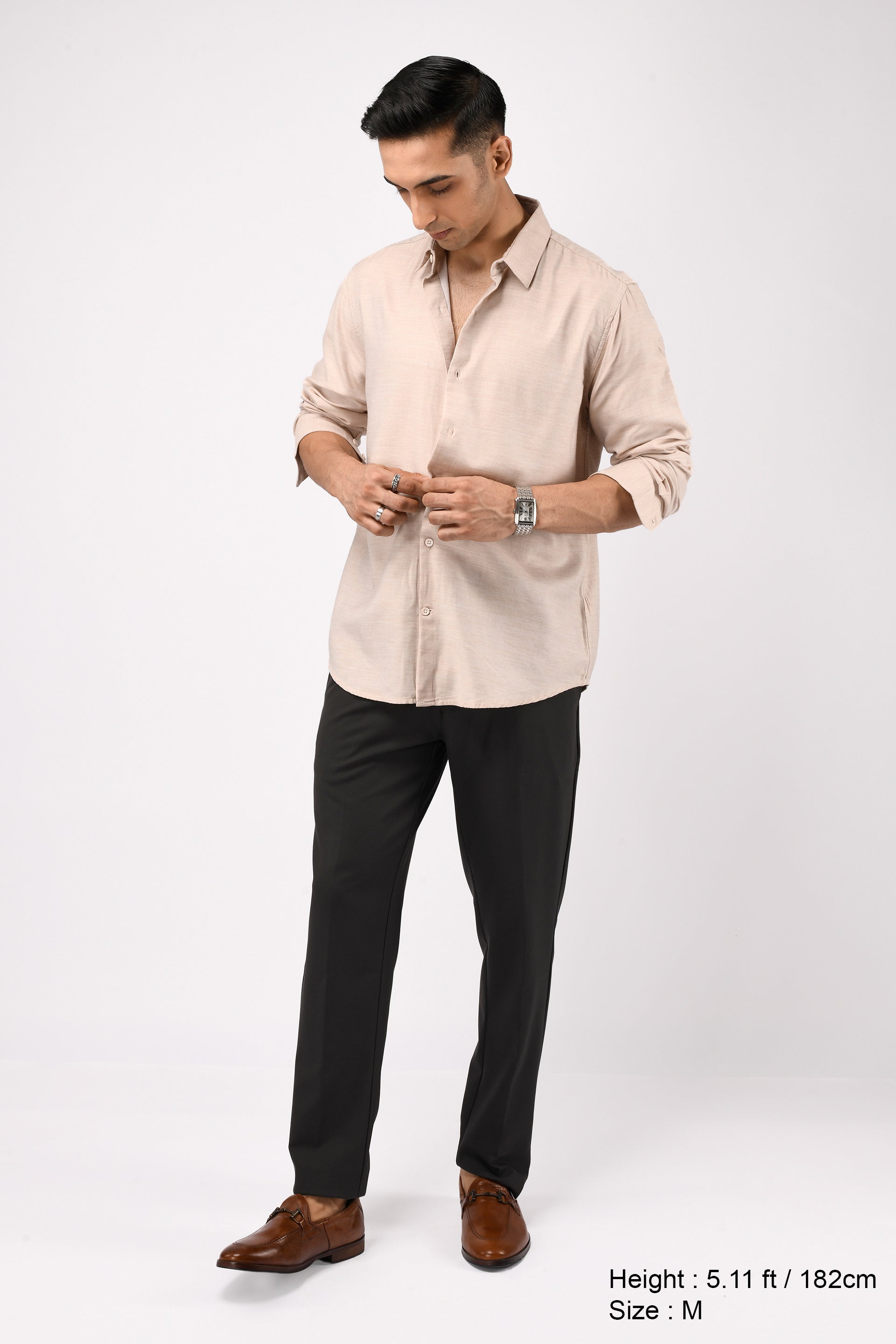 Soft Lycocell Cream Melange Shirt