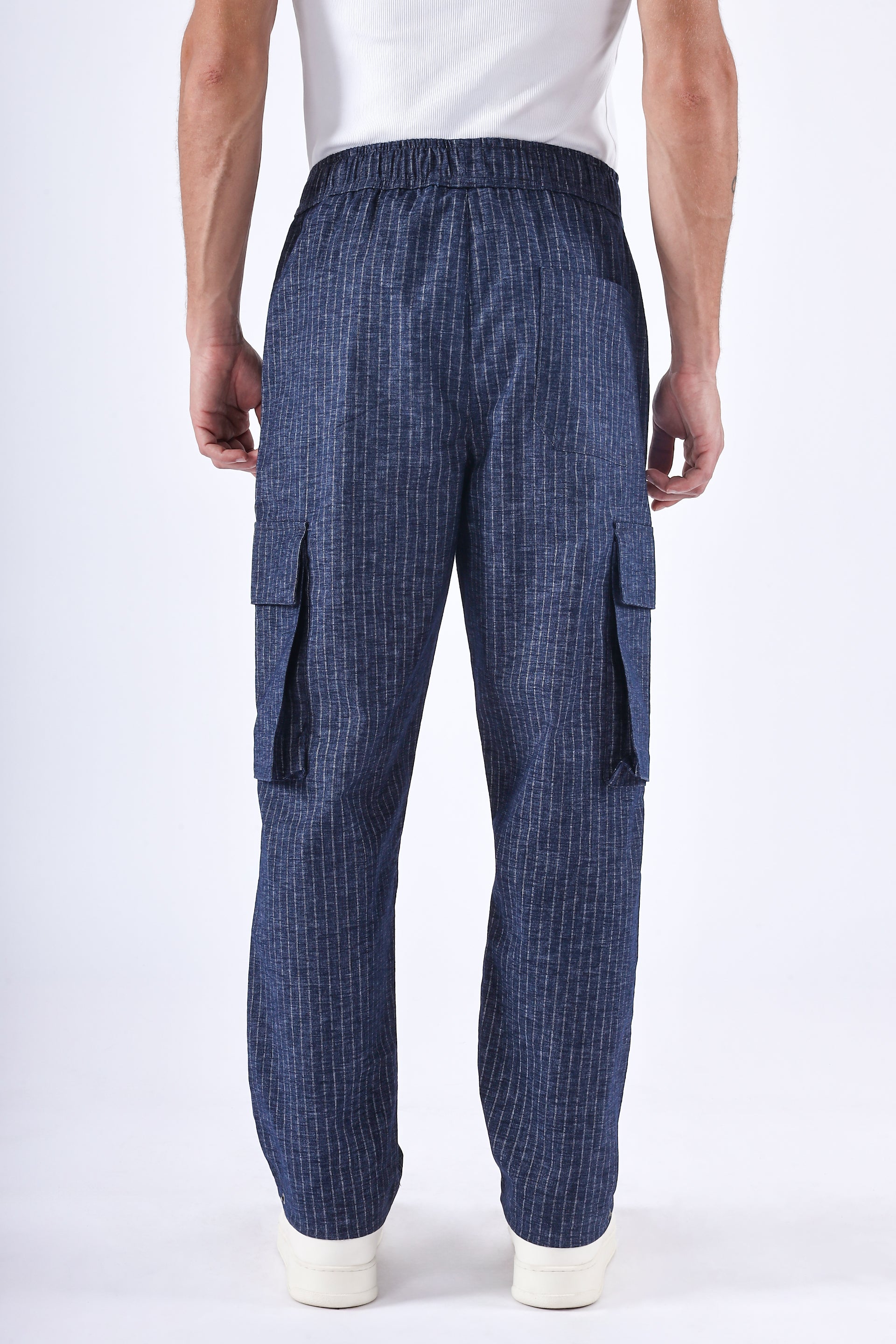 Air Striped Relaxed Cargos In Navy