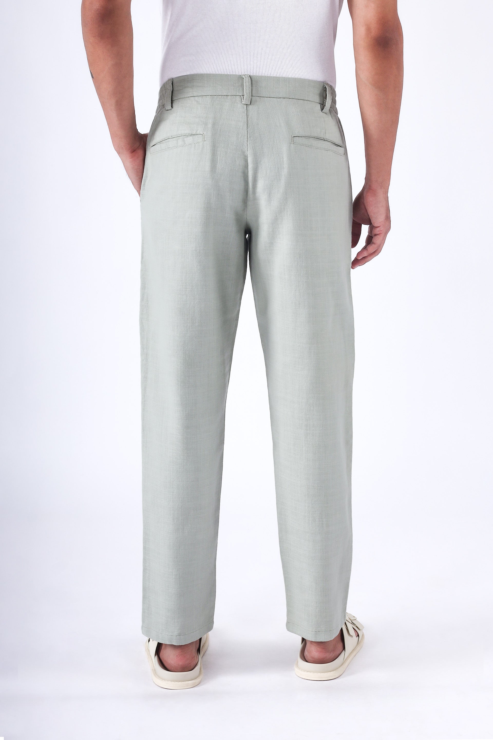 Premium Knitted Tailored Trousers In Green
