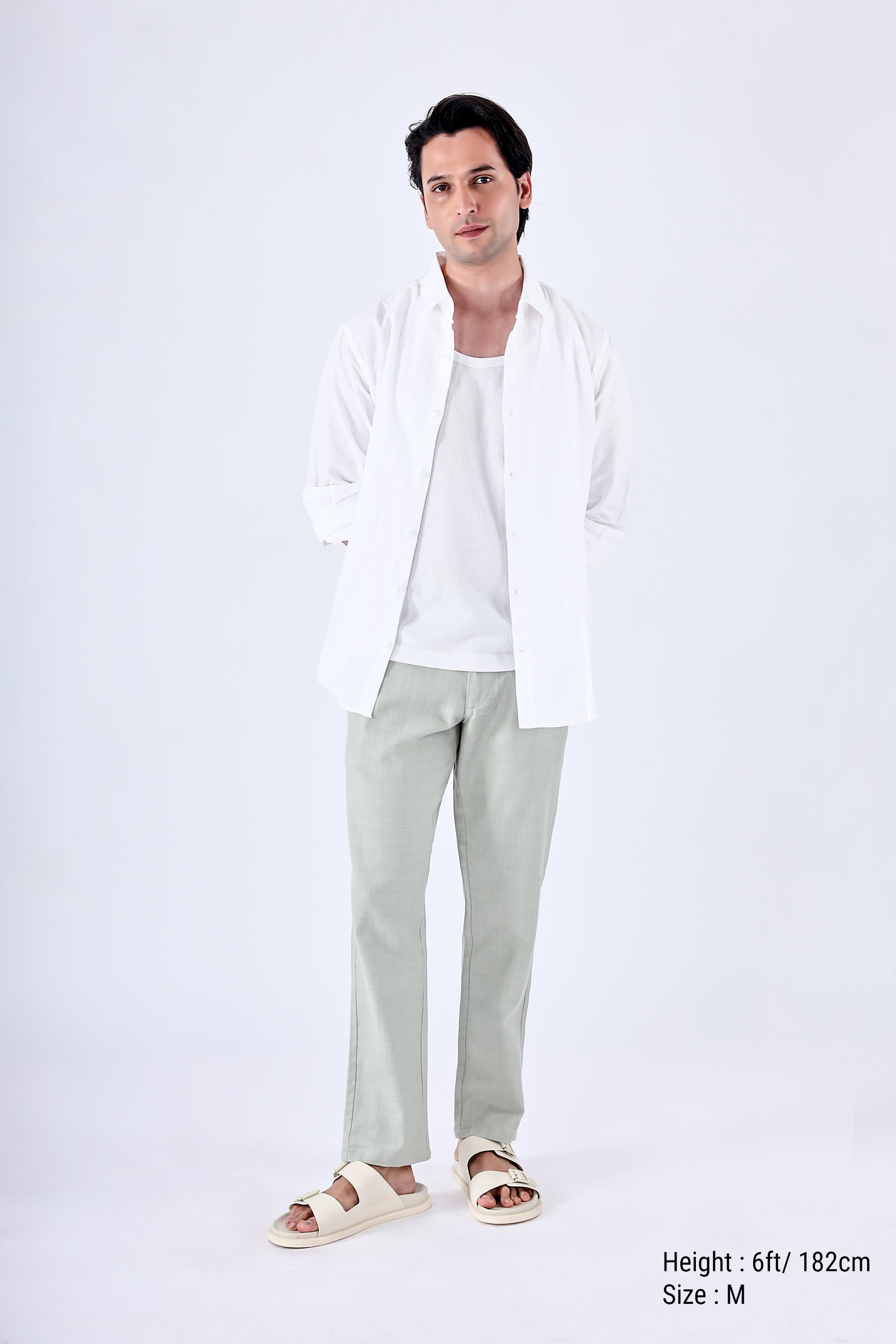 Premium Knitted Tailored Trousers In Green