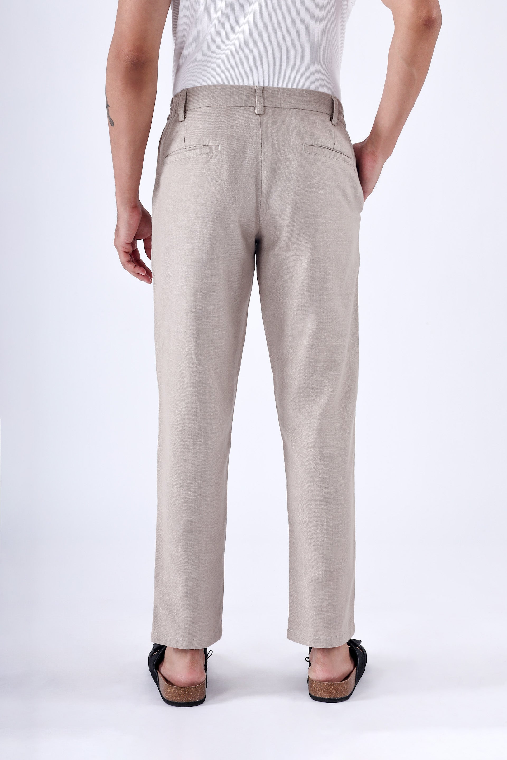 Premium Knitted Tailored Trousers In Cream