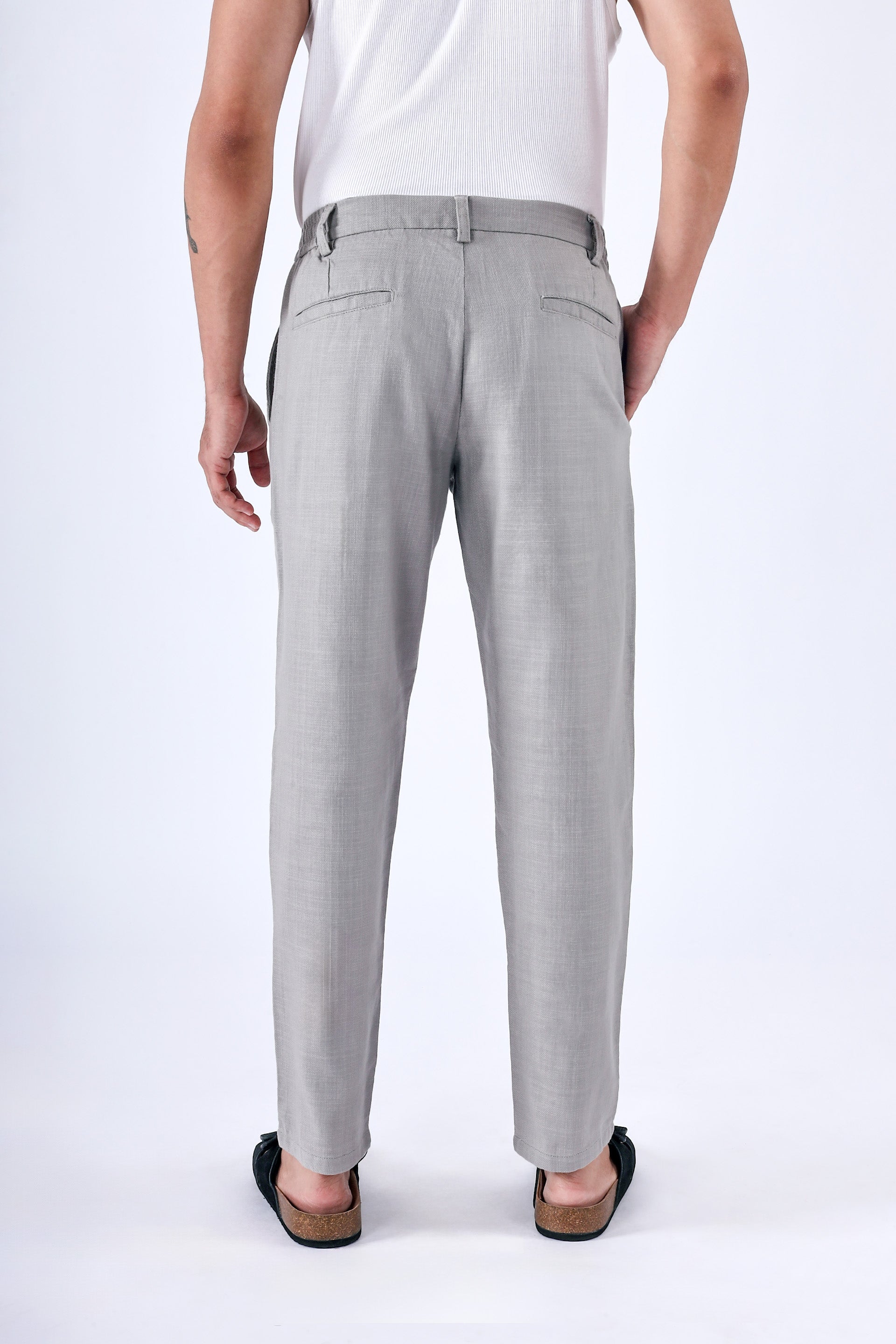 Premium Knitted Tailored Trousers In Grey