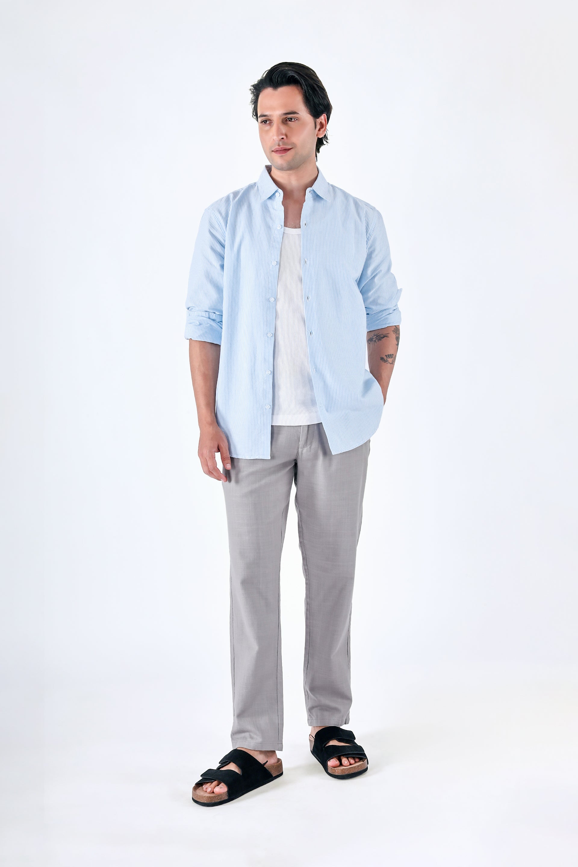 Premium Knitted Tailored Trousers In Grey