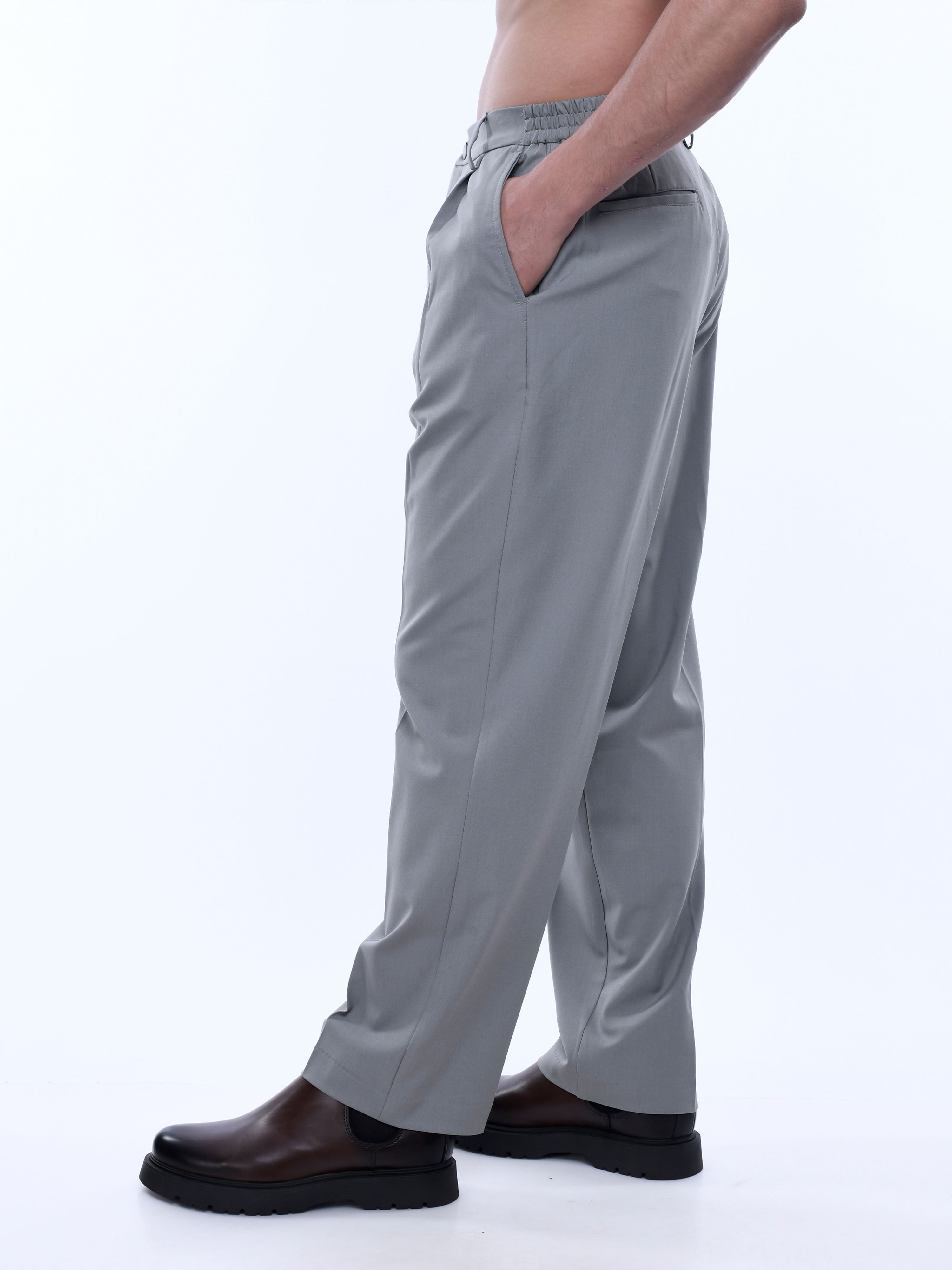 Grey Men Loose Fit Cargo Trouser