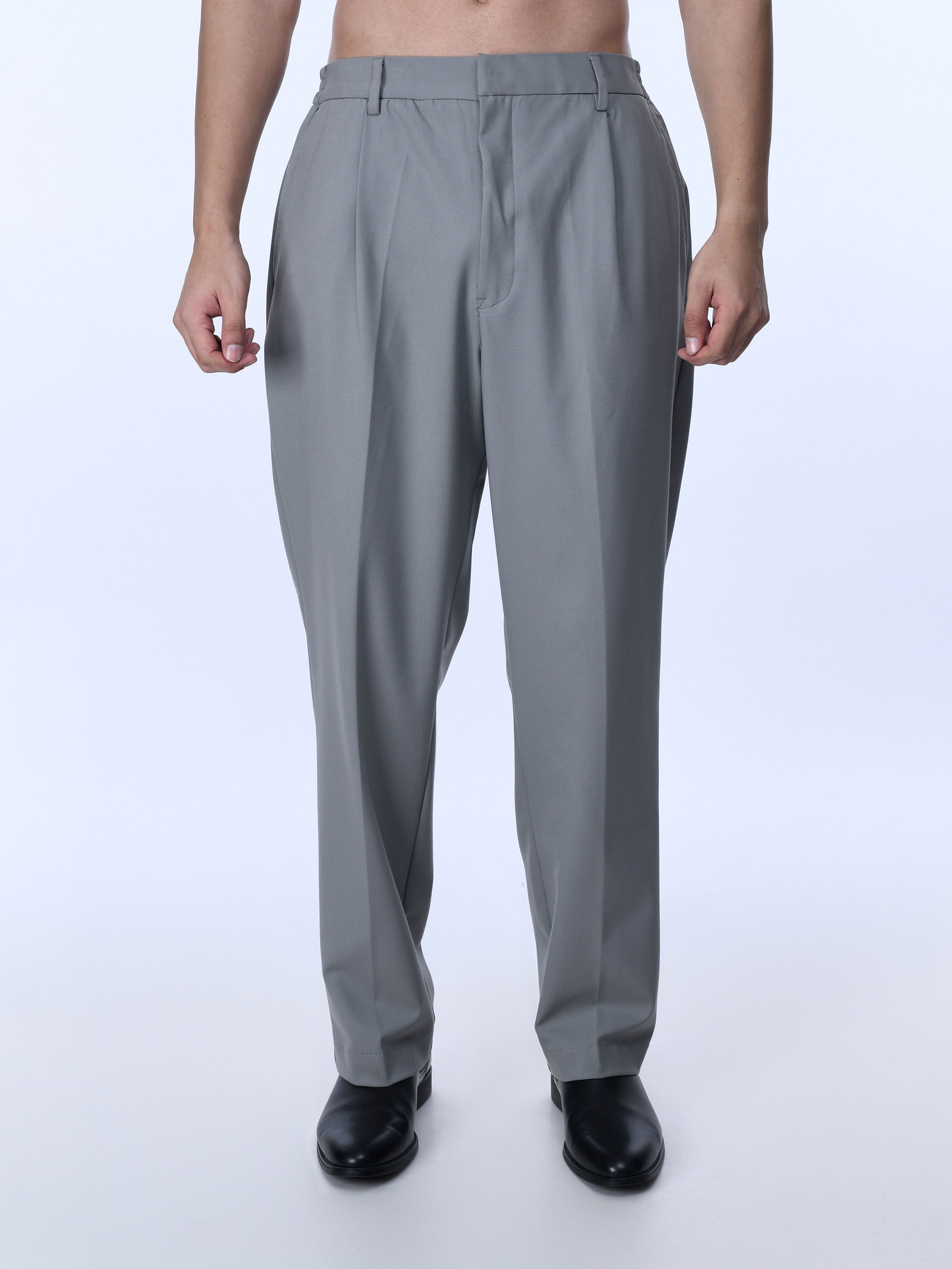 Mens Soft Light Grey Relaxed Trousers
