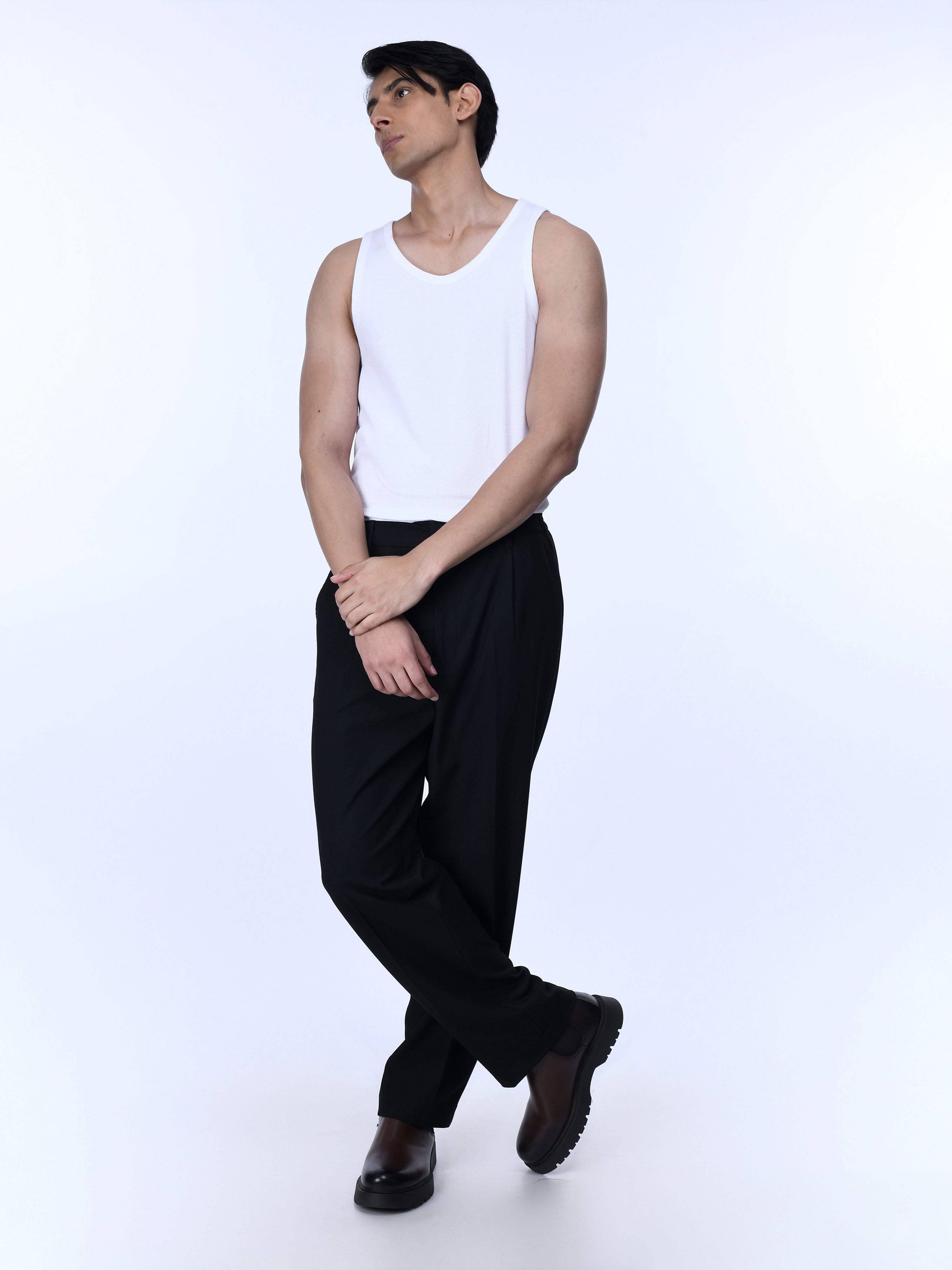 Soft Black Relaxed Trousers for men