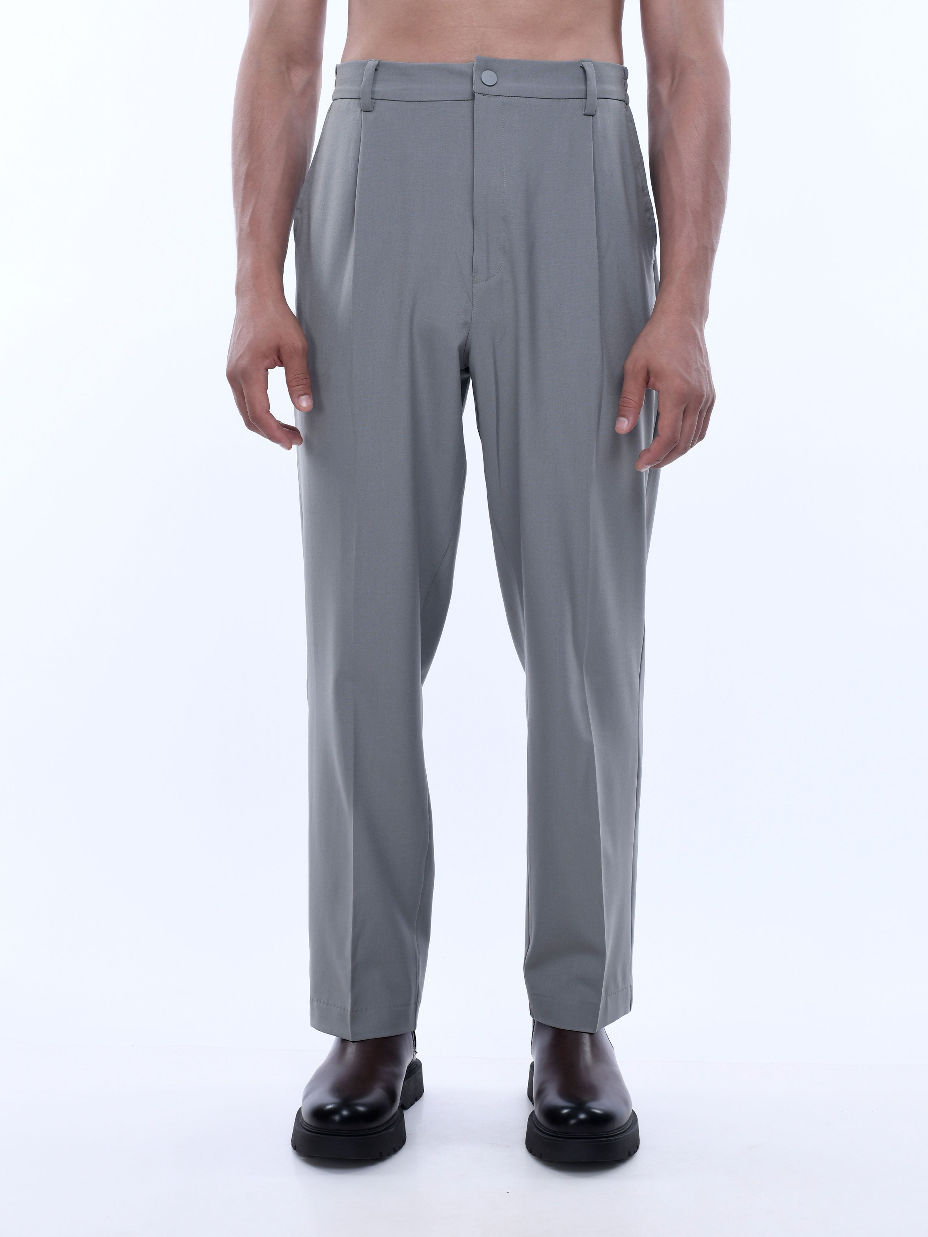 Grey Men Loose Fit Cargo Trouser
