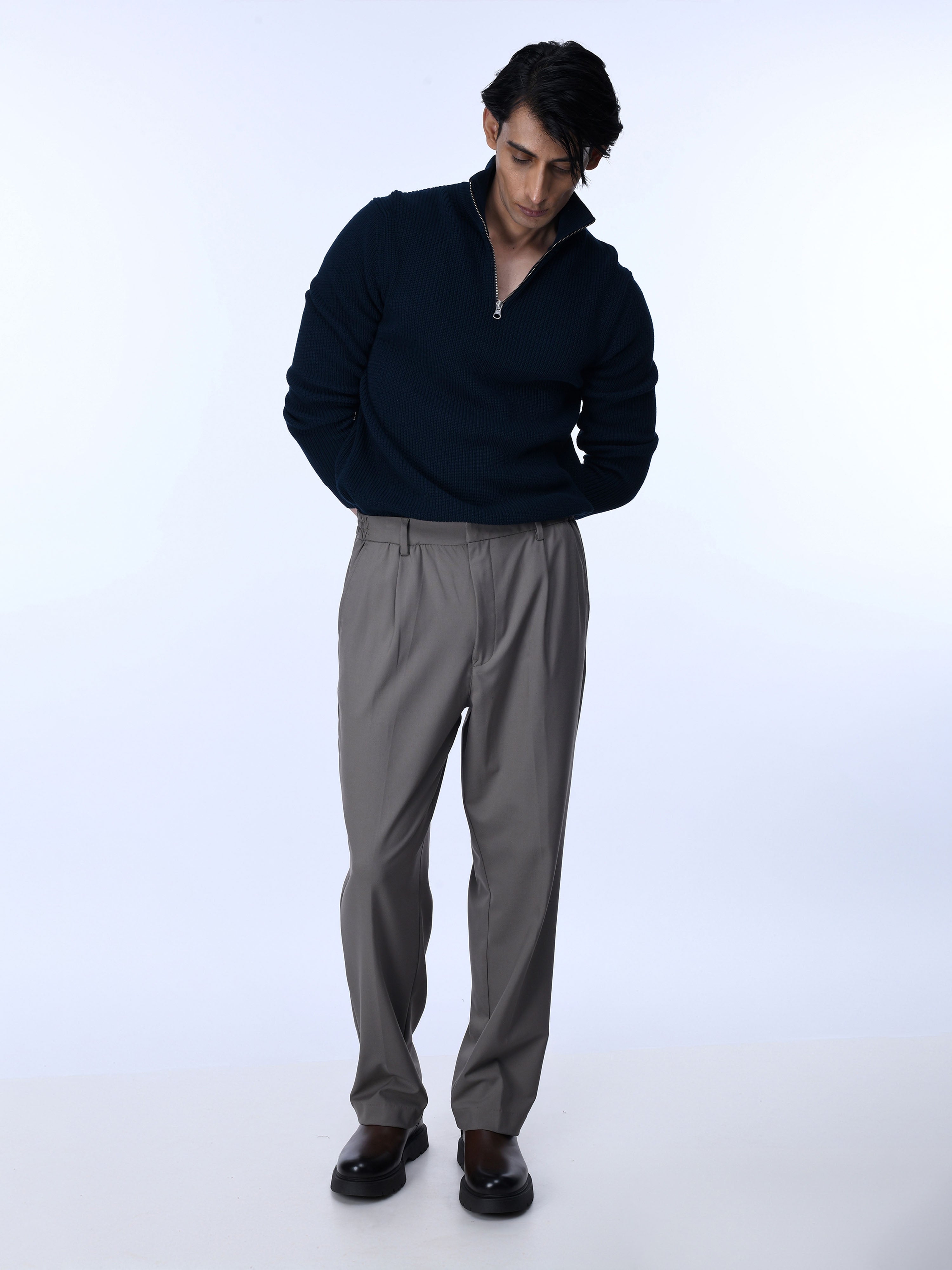 Soft Beige Relaxed Trousers for men