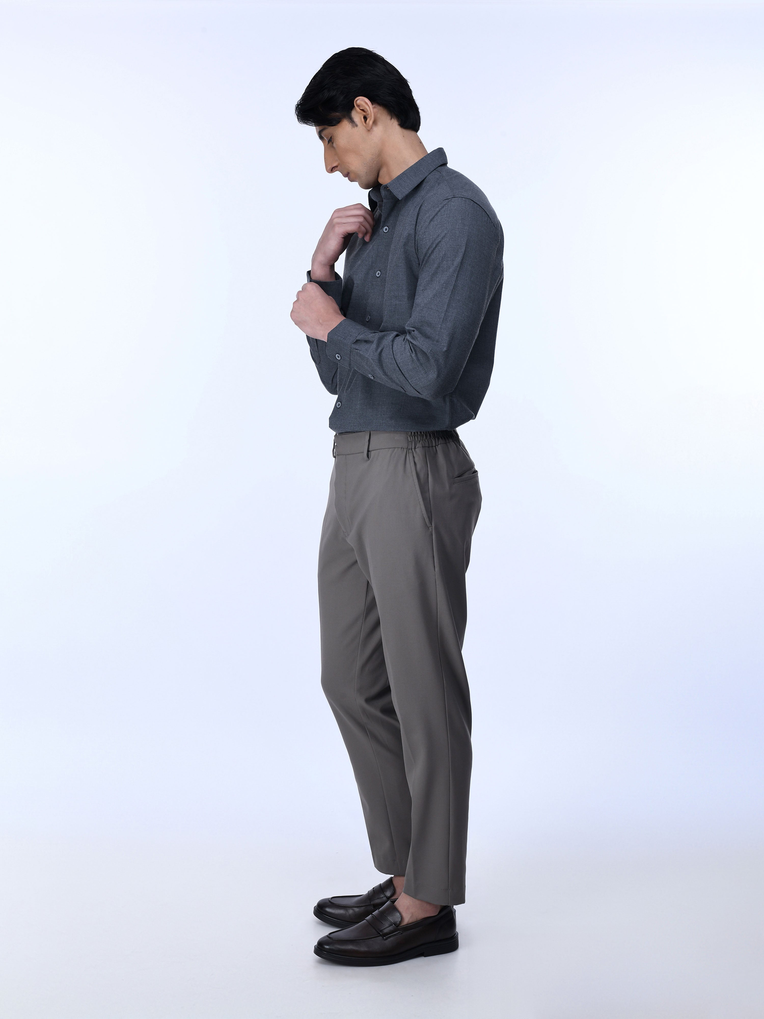 Beige Tailored Trousers Fit Pants