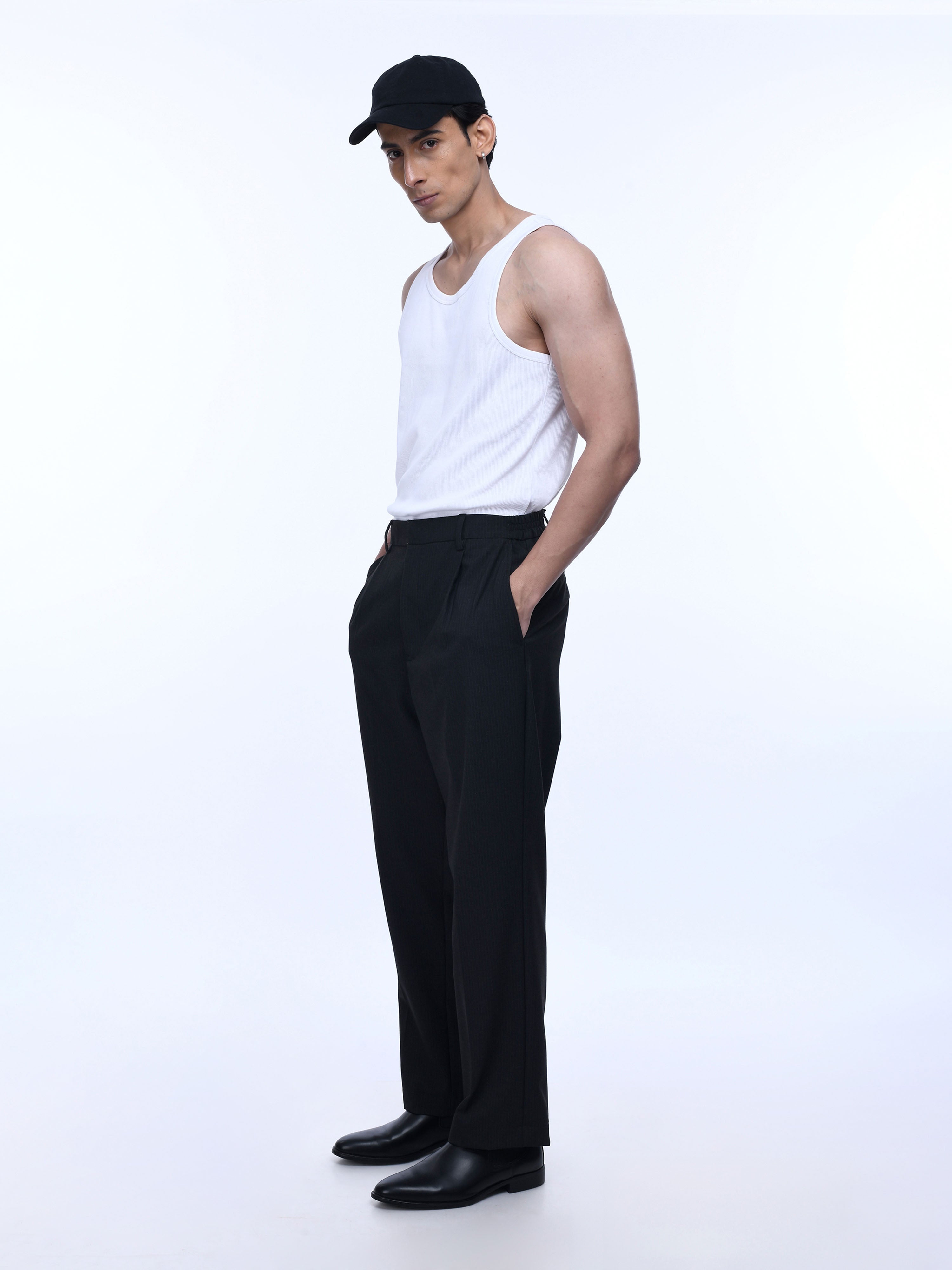 Soft Miracle Black Striped Relaxed Pants