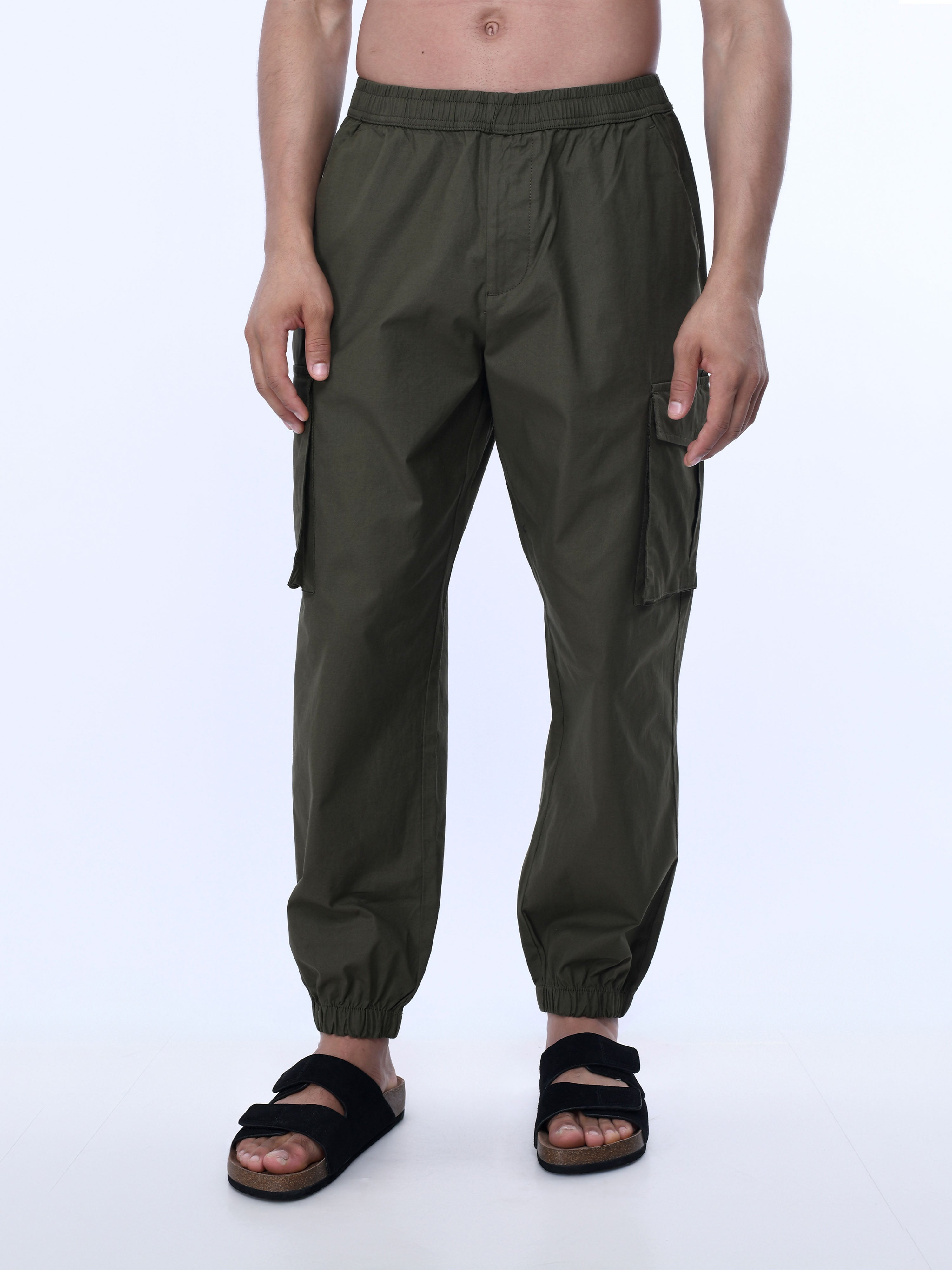 Olive Green Men Cargo Joggers