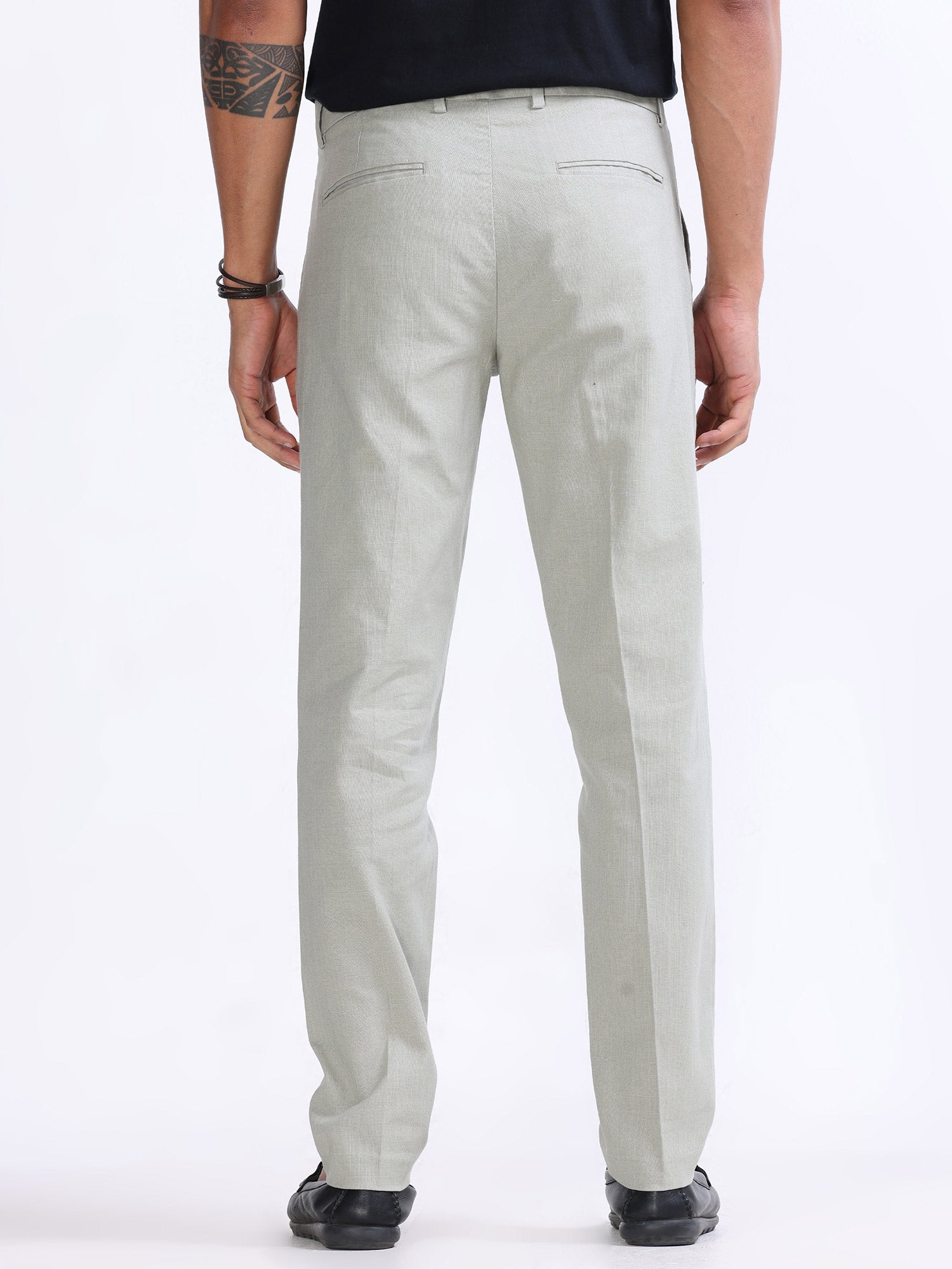 Raw Slub Pistachio Pleated Pant linen trousers