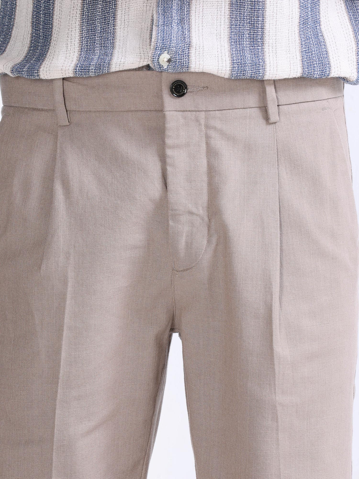 Raw Slub Dust Pleated Pant casual linen trousers