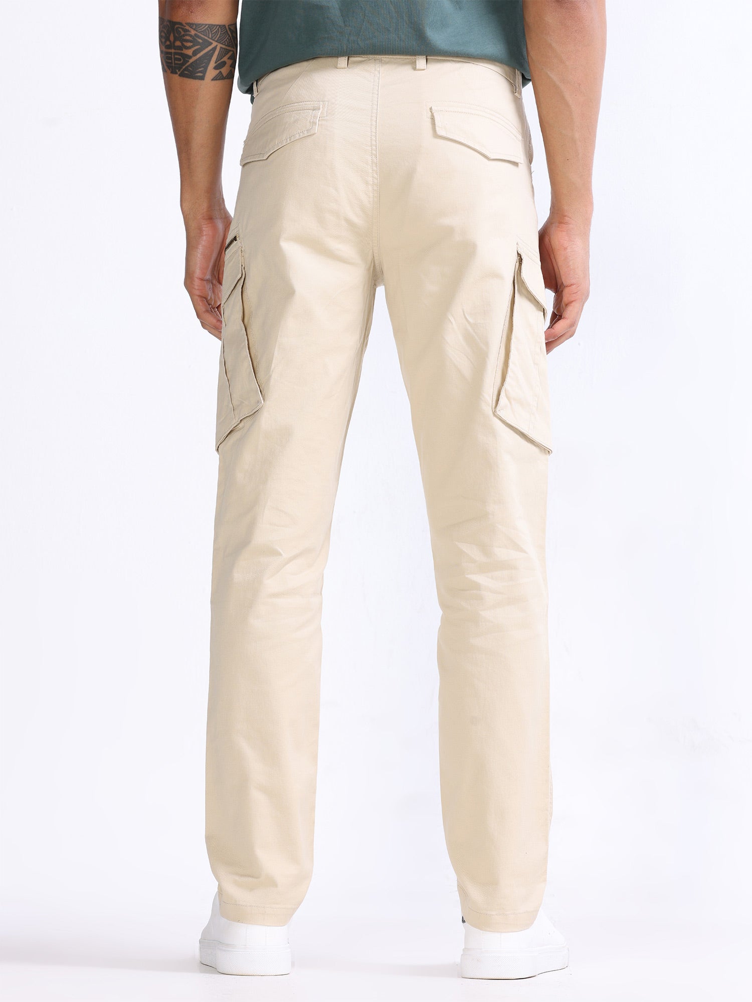 Off White Cotton Cargo Pant