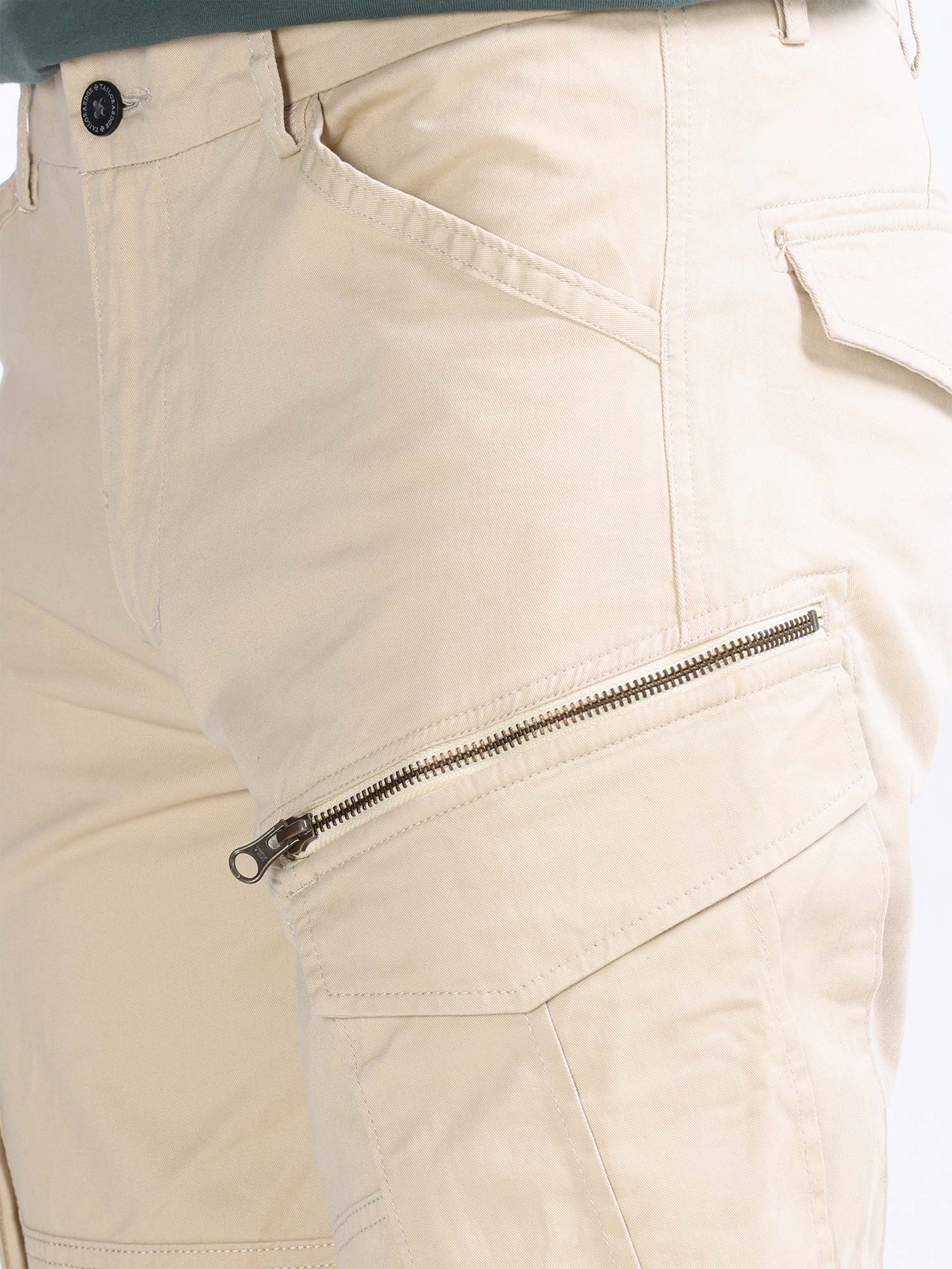 Off White Cotton Cargo Pant