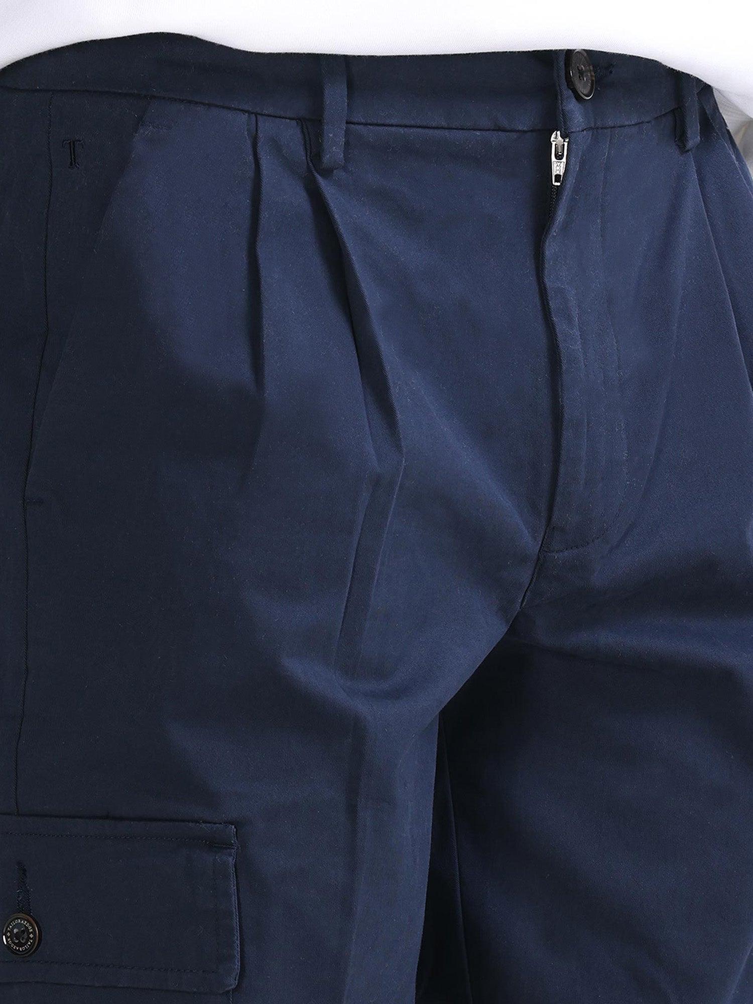 Milano Double Pleated Navy Relaxed Cargo