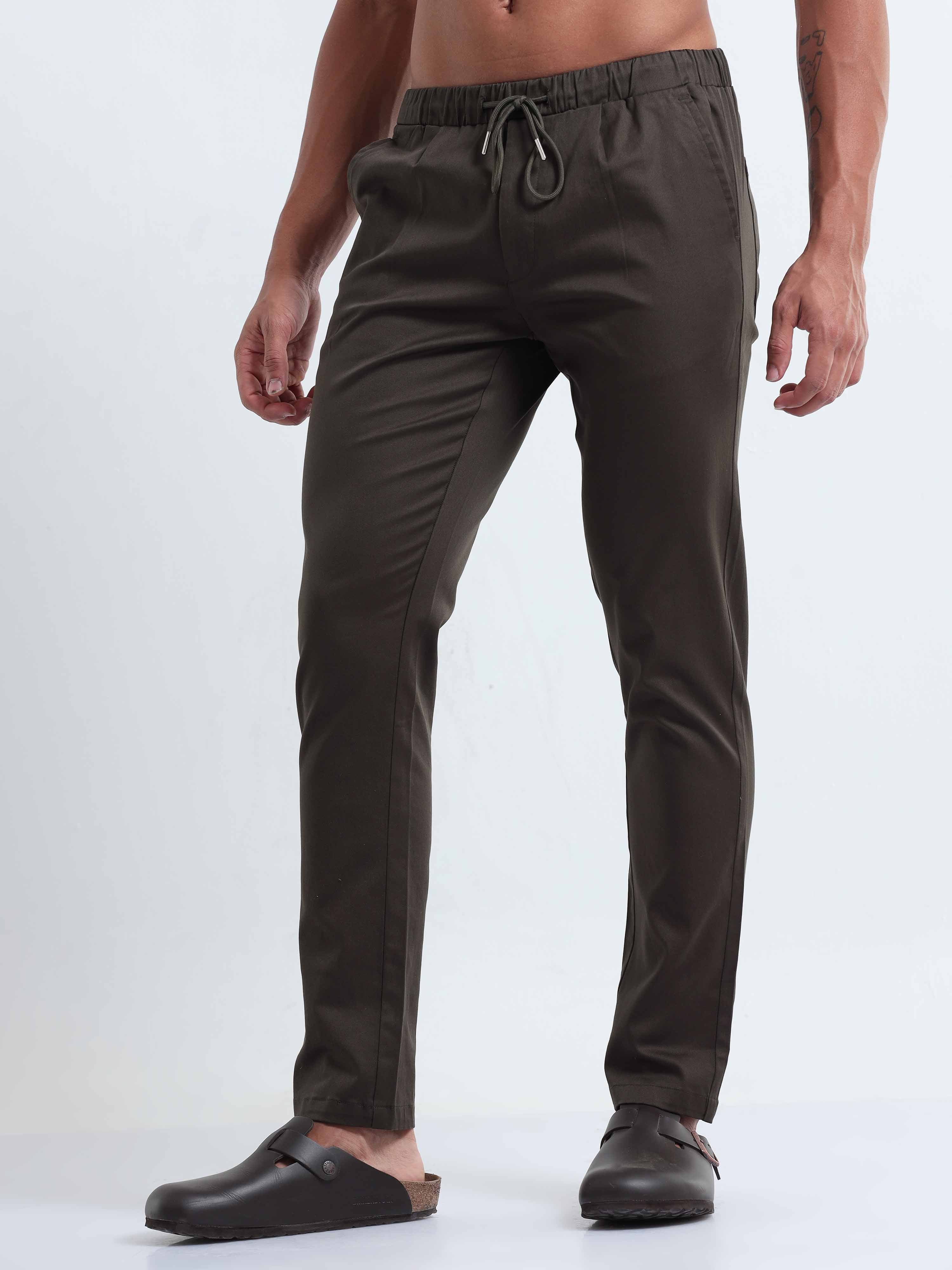 Rich Cotton Olive Ankle Pant for Men