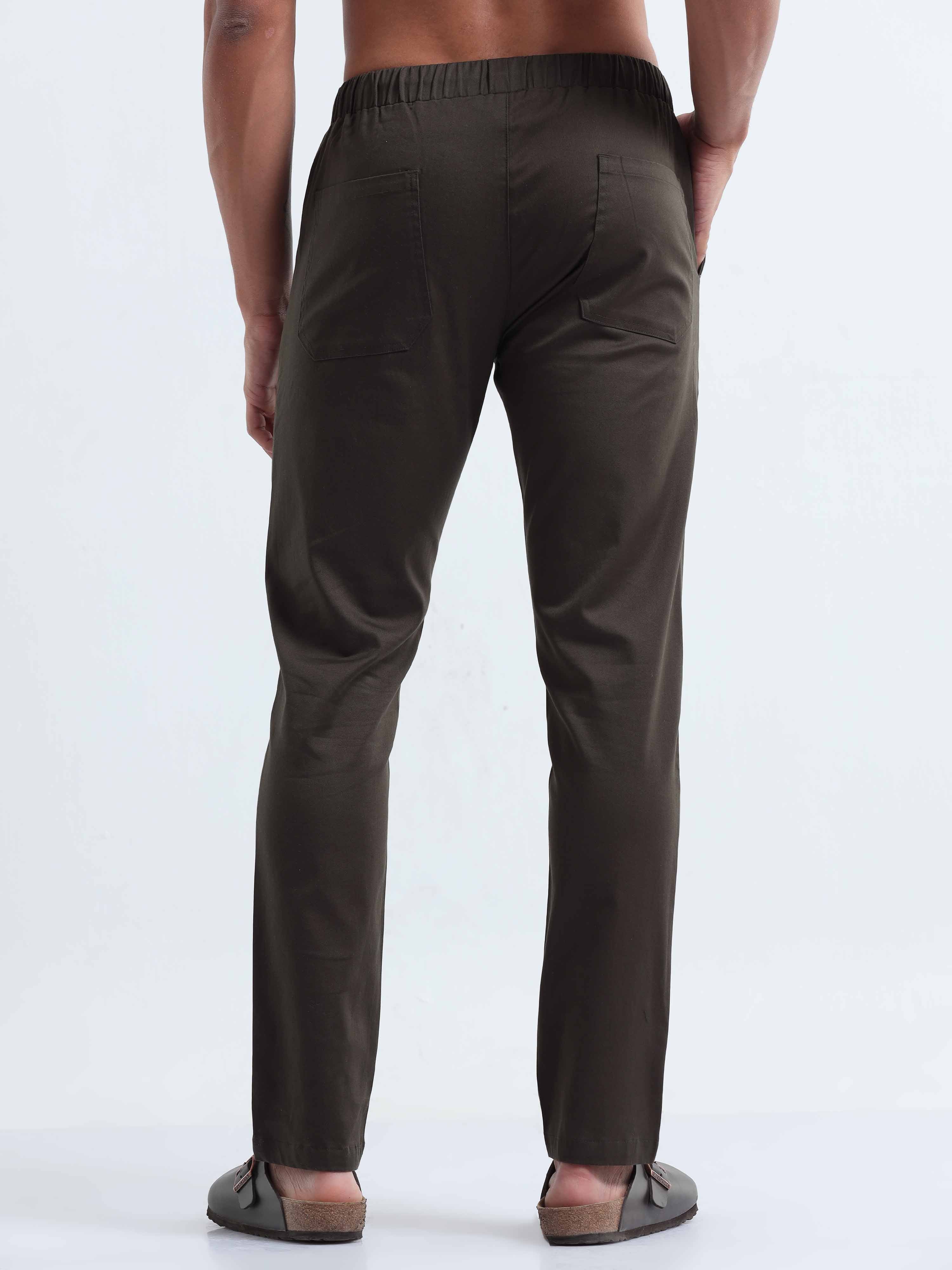 Rich Cotton Olive Ankle Pant for Men