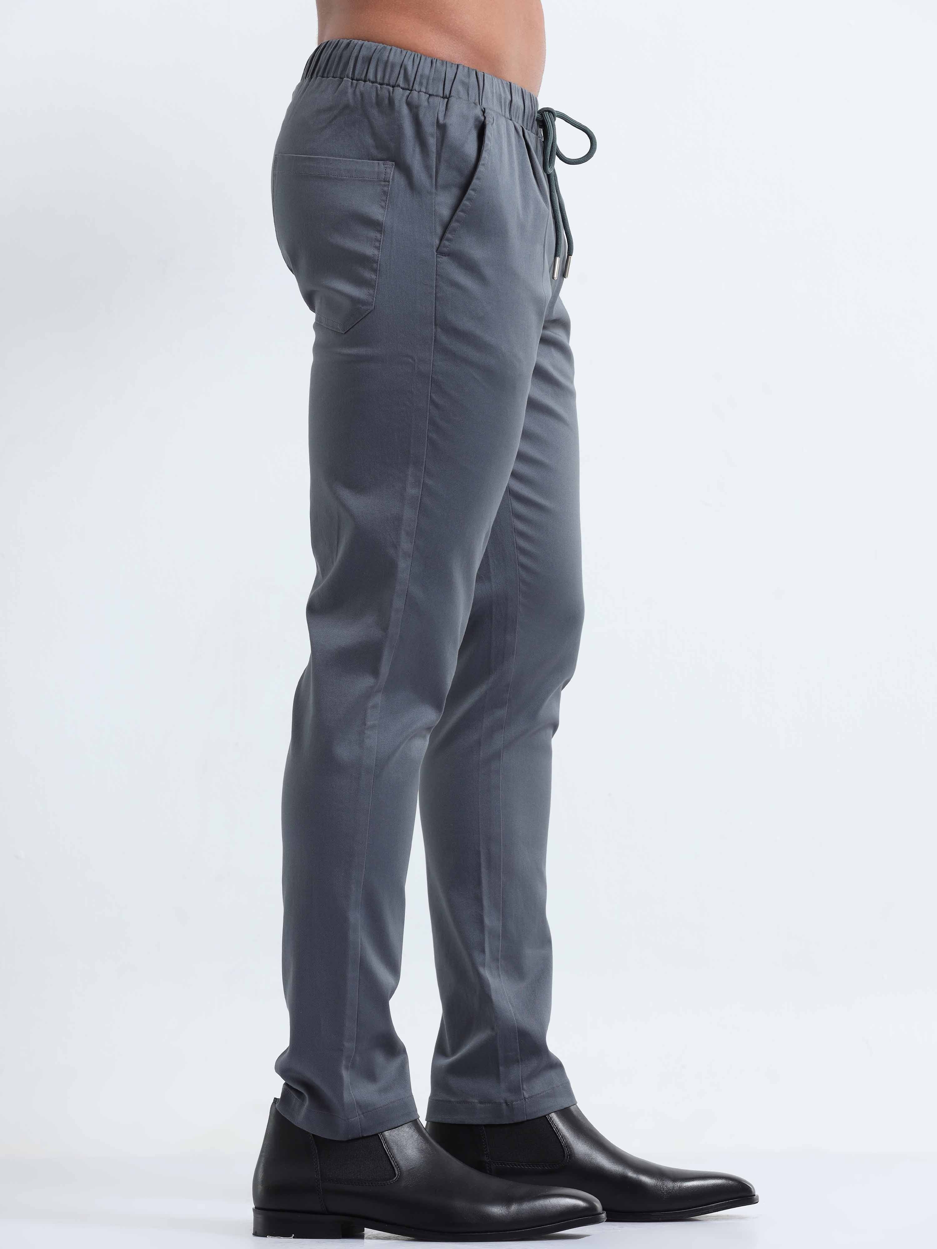 Rich Cotton Stone Blue Ankle Pant for Men