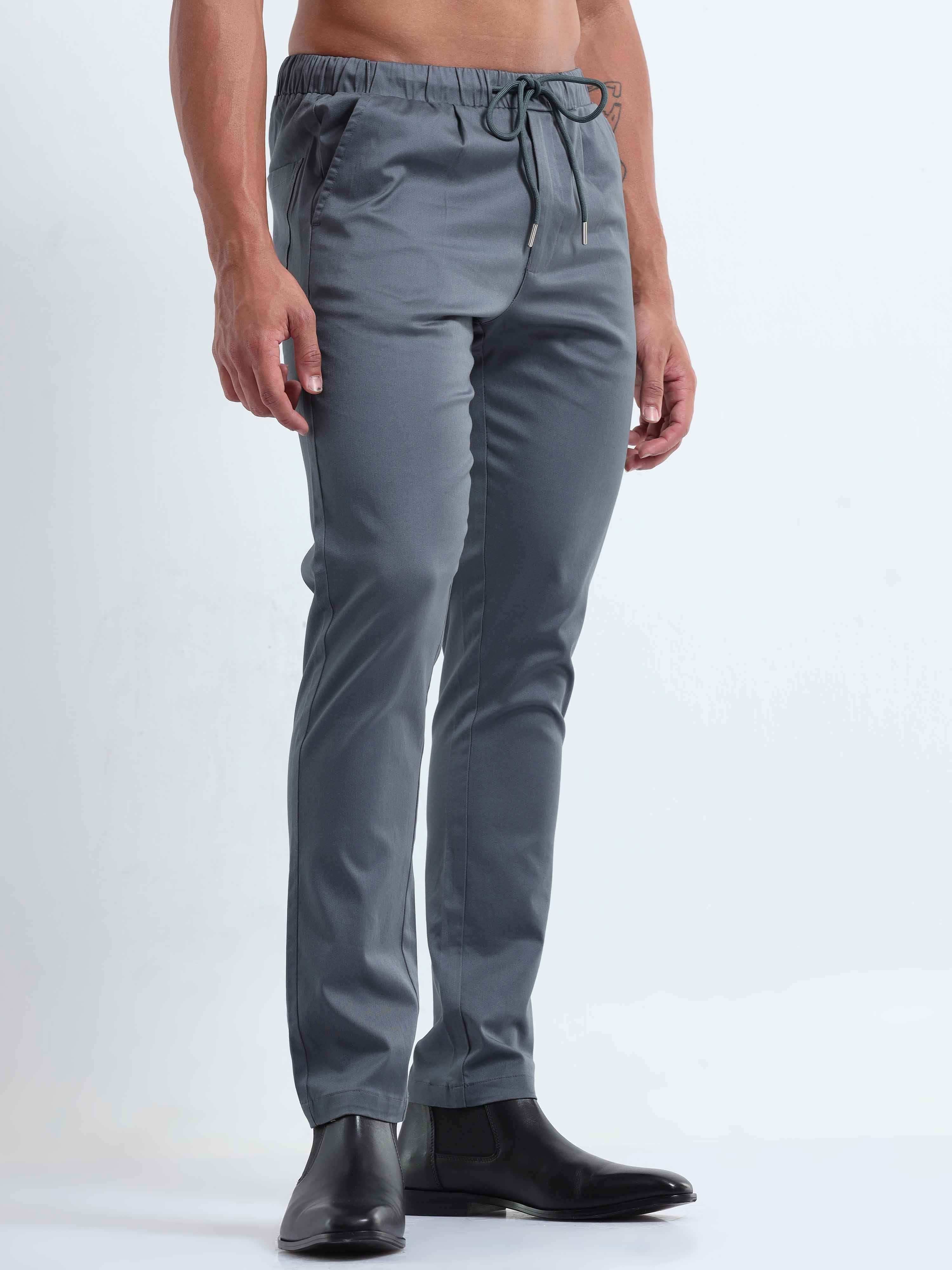 Rich Cotton Stone Blue Ankle Pant for Men 