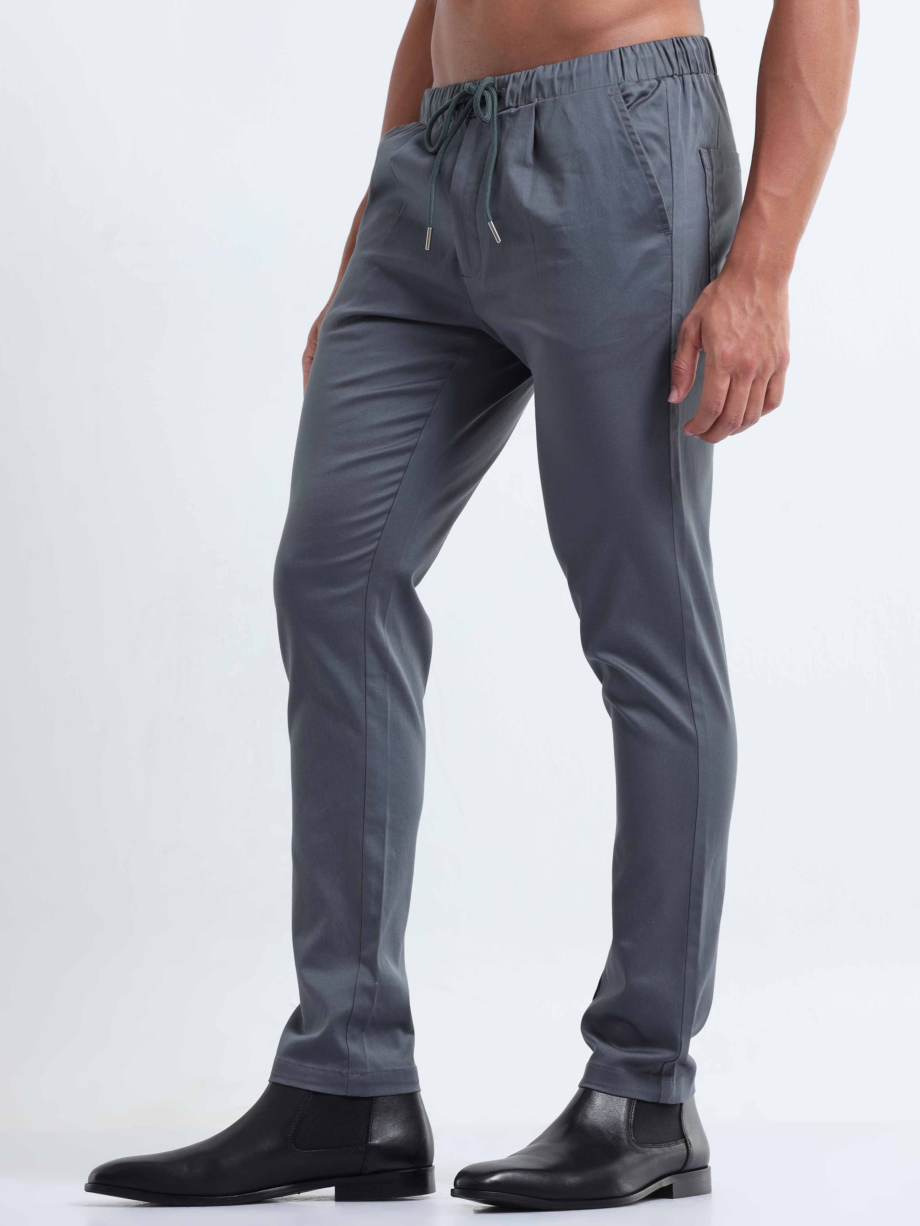 Rich Cotton Stone Blue Ankle Pant for Men