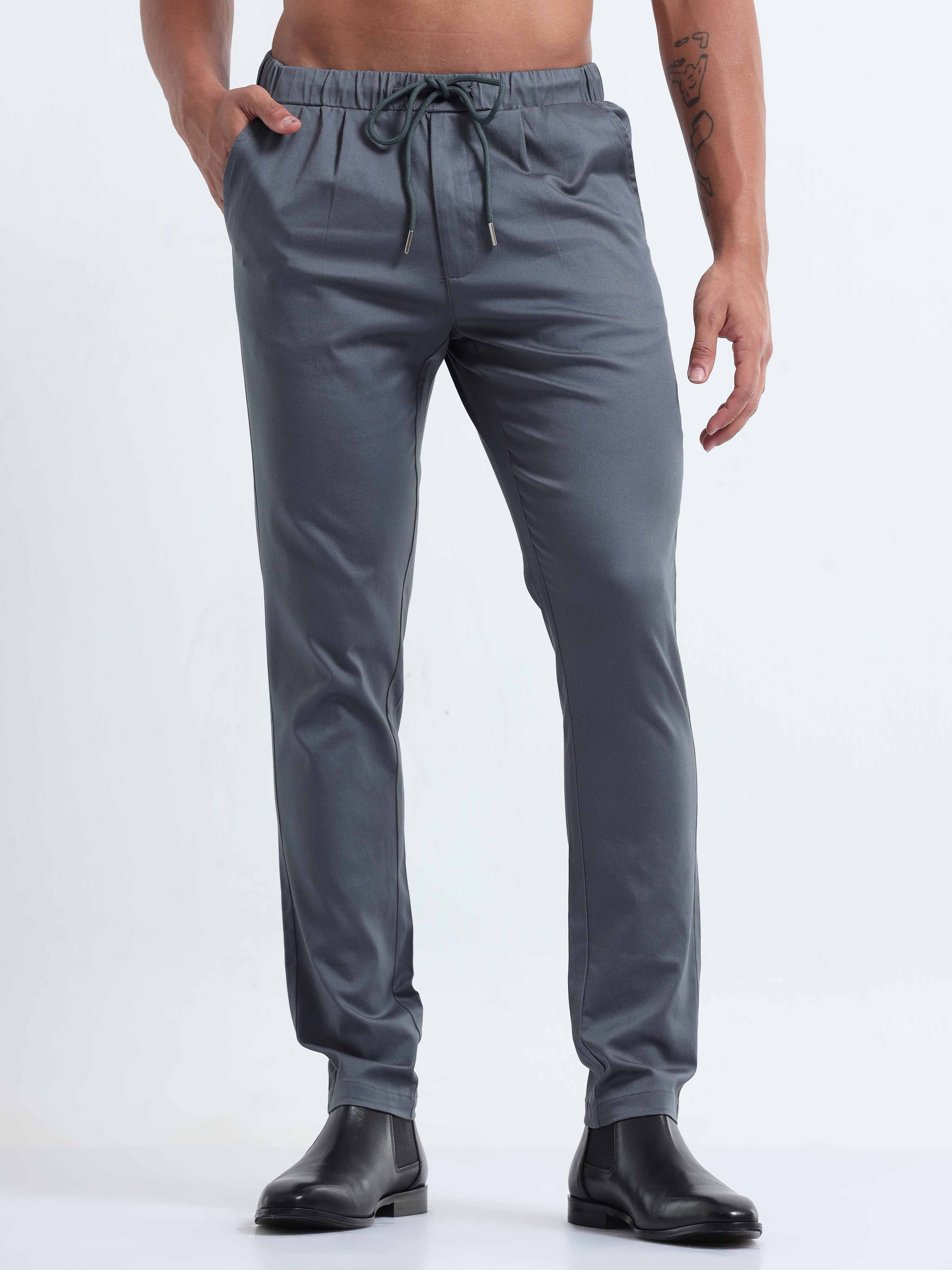Rich Cotton Stone Blue Ankle Pant for Men