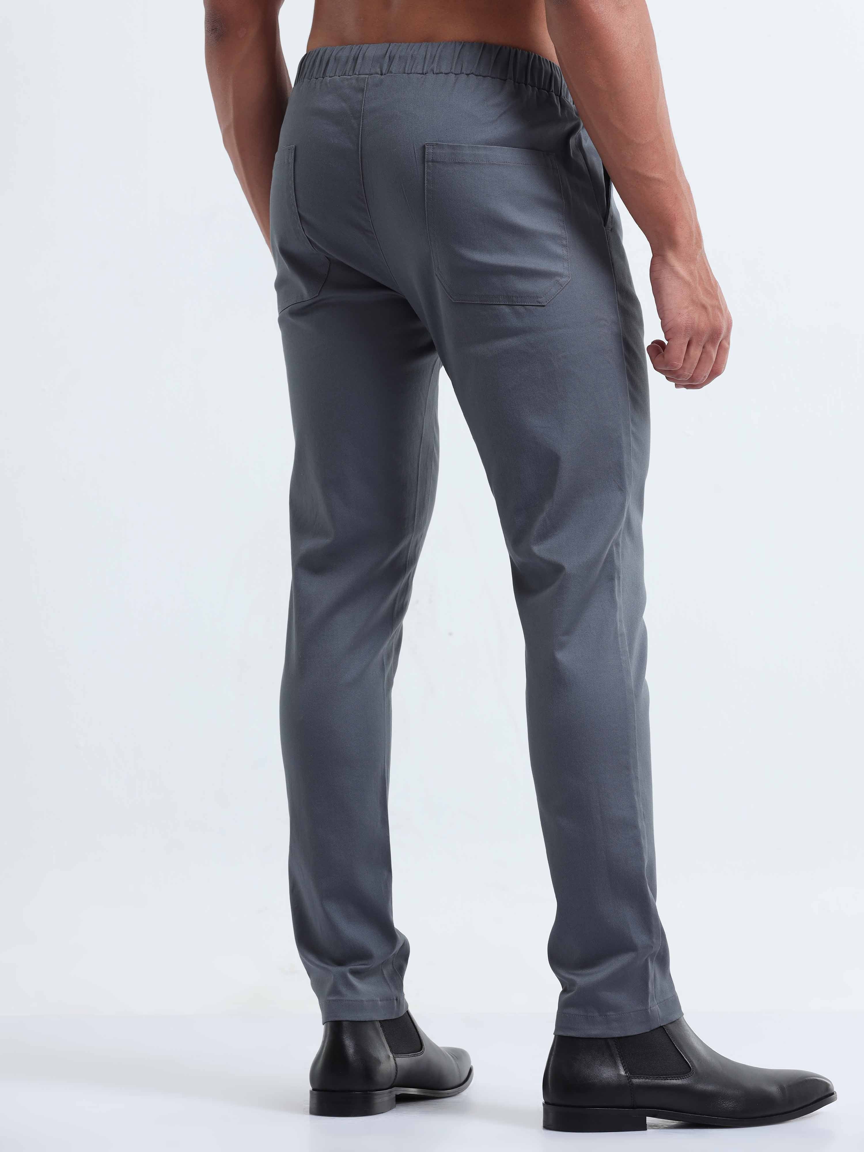 Rich Cotton Stone Blue Ankle Pant for Men