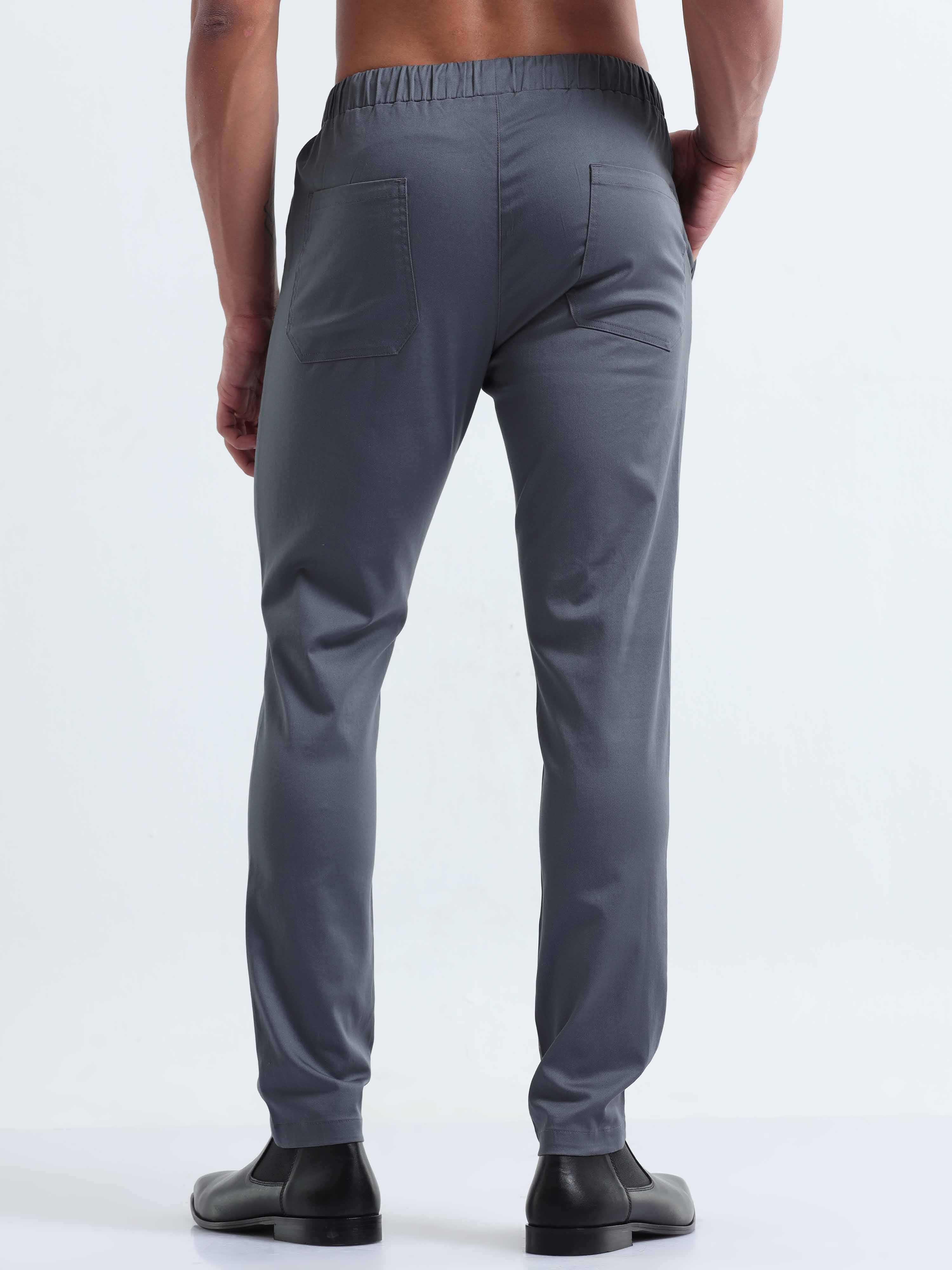 Rich Cotton Stone Blue Ankle Pant for Men