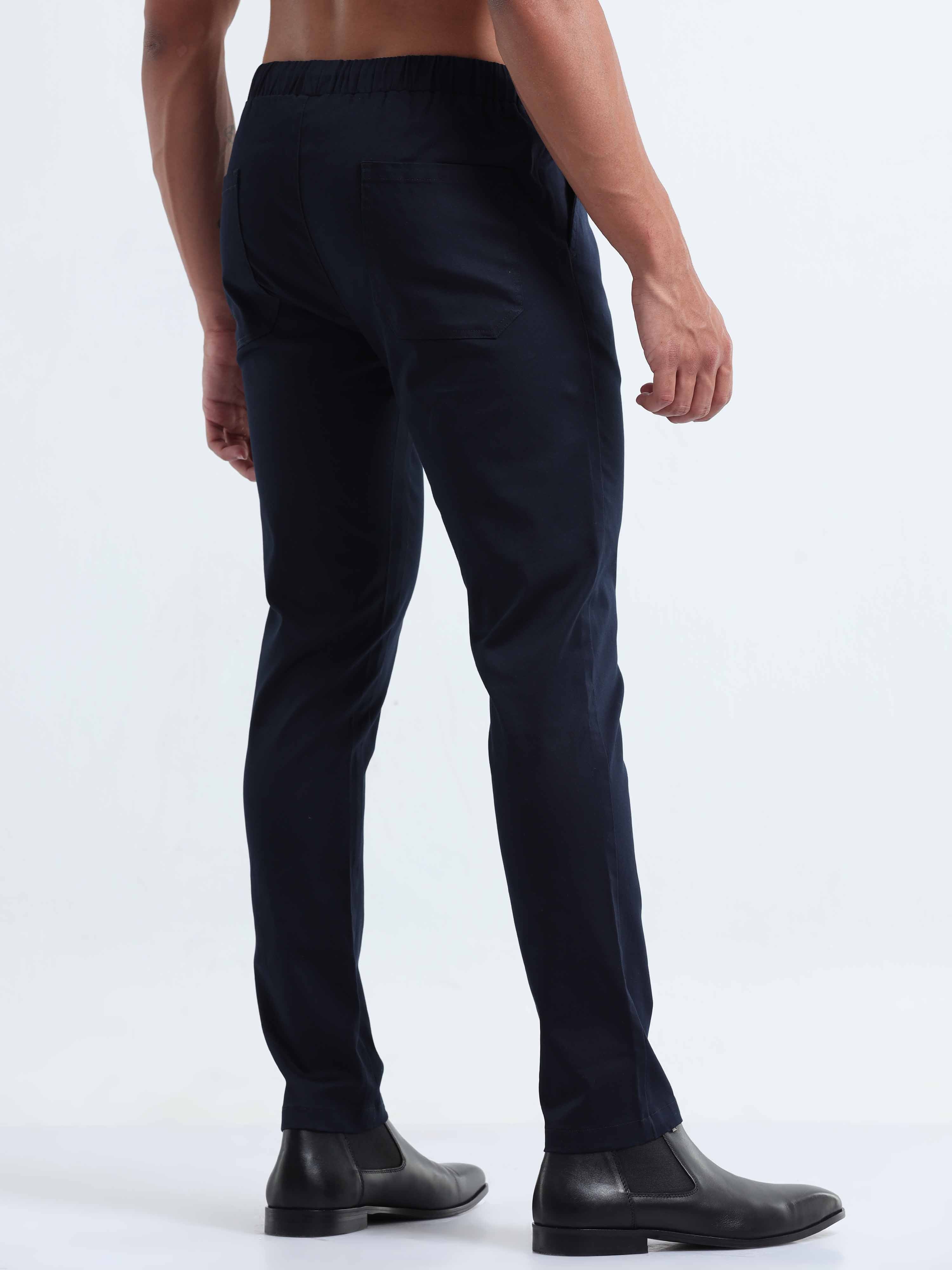 Rich Cotton Navy Ankle Pant for Men
