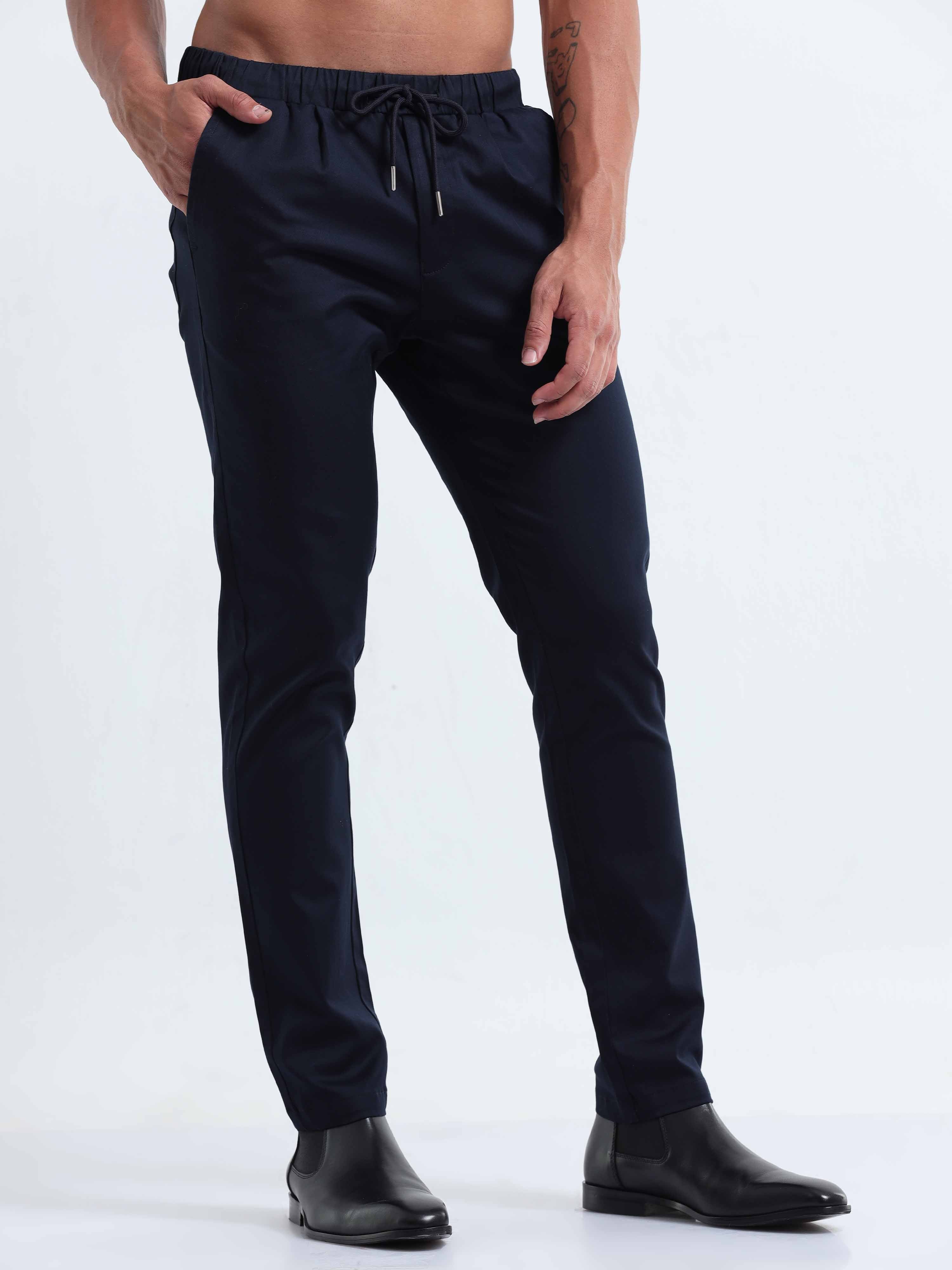 Rich Cotton Navy Ankle Pant for Men