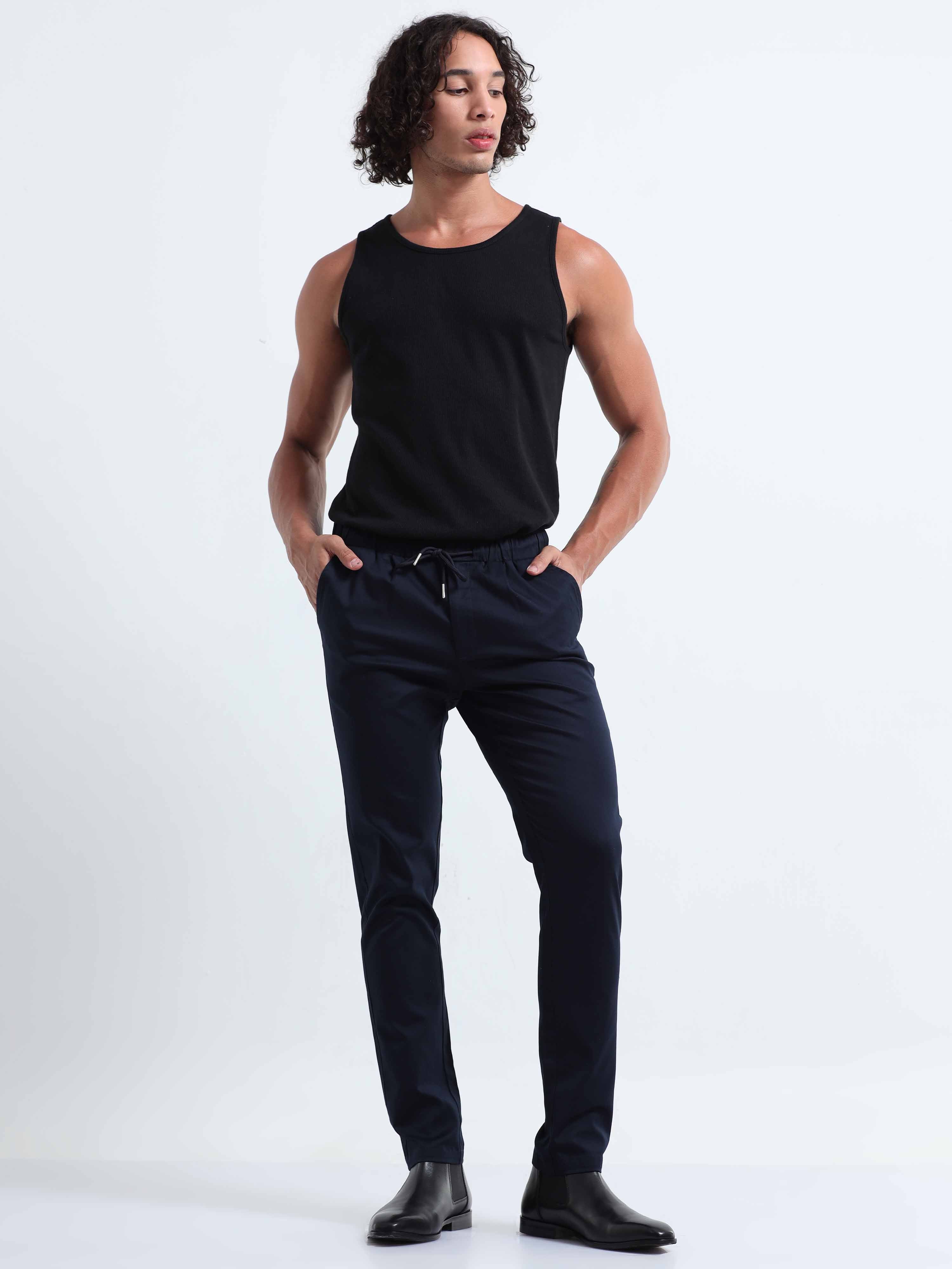 Rich Cotton Navy Ankle Pant for Men