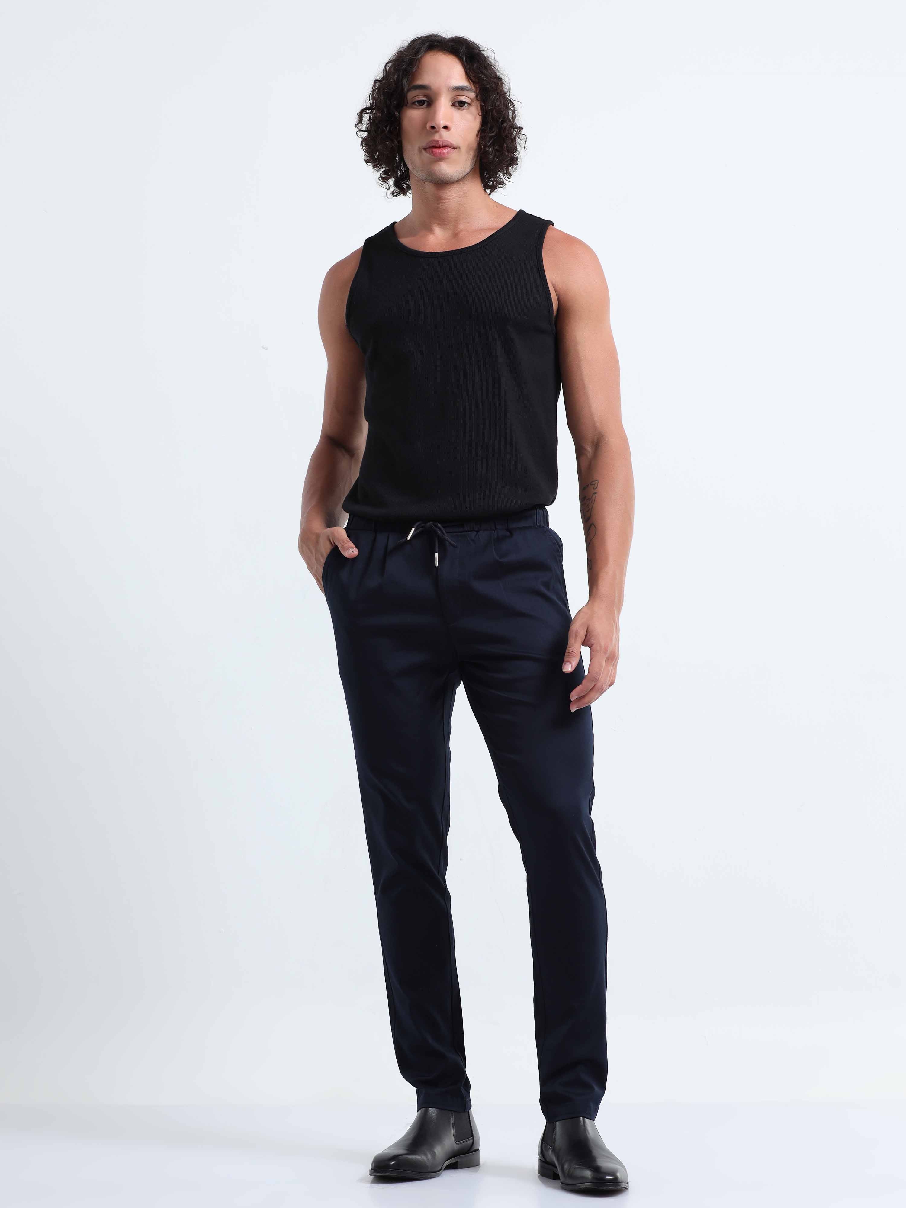 Rich Cotton Navy Ankle Pant for Men