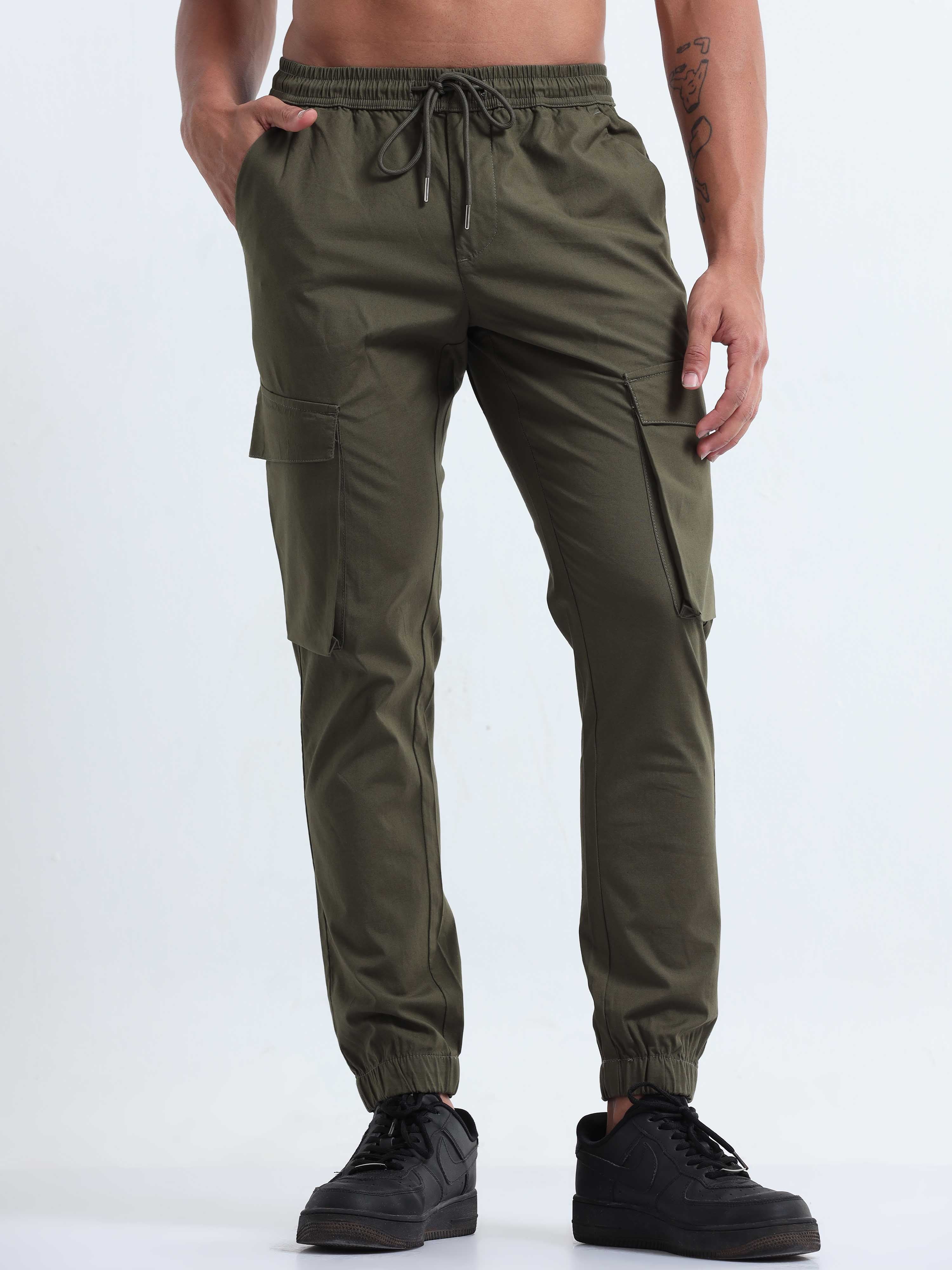 Olive Cargo Joggers for Men