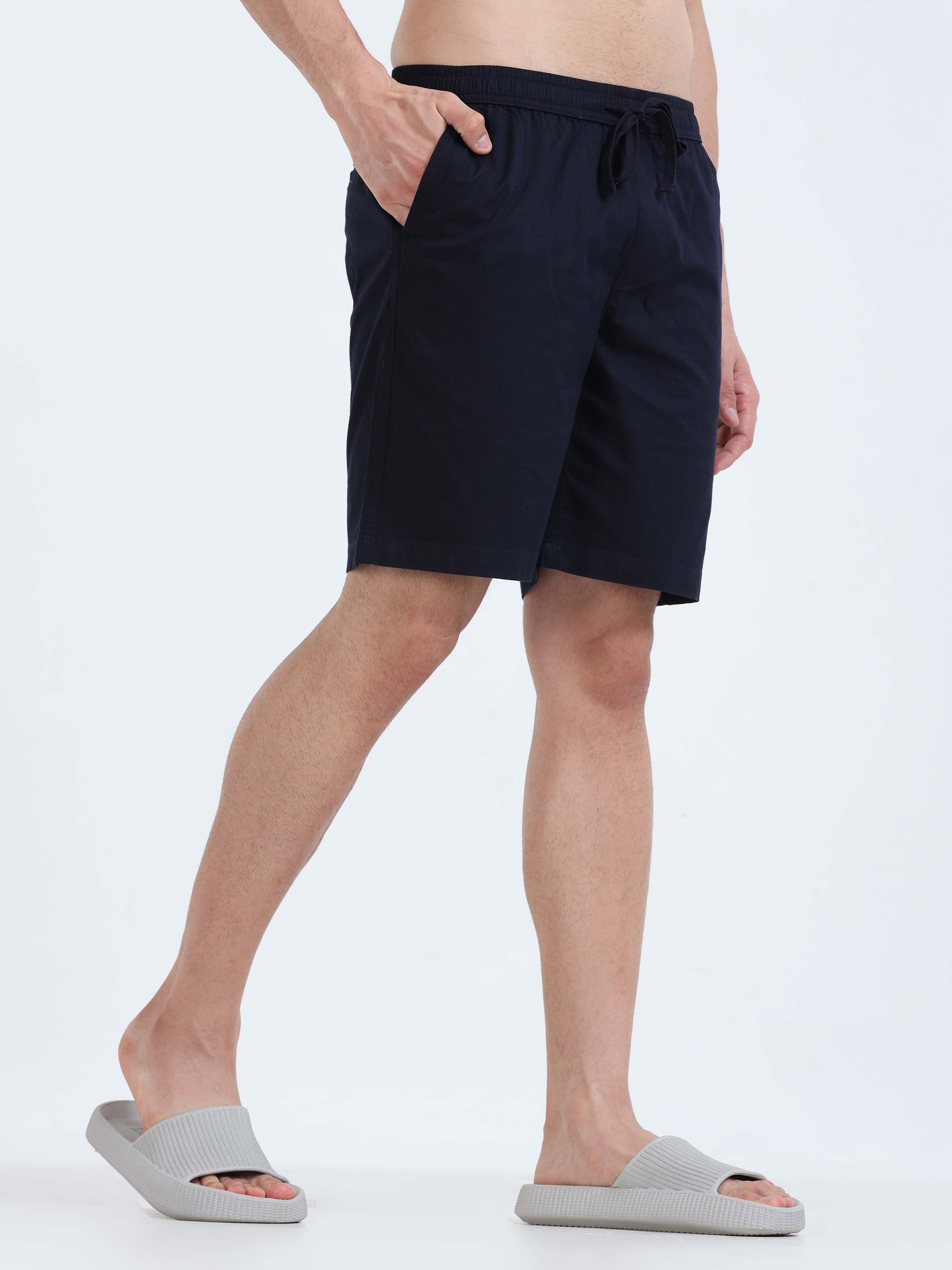 Soft Cotton Navy Plain Shorts for Men
