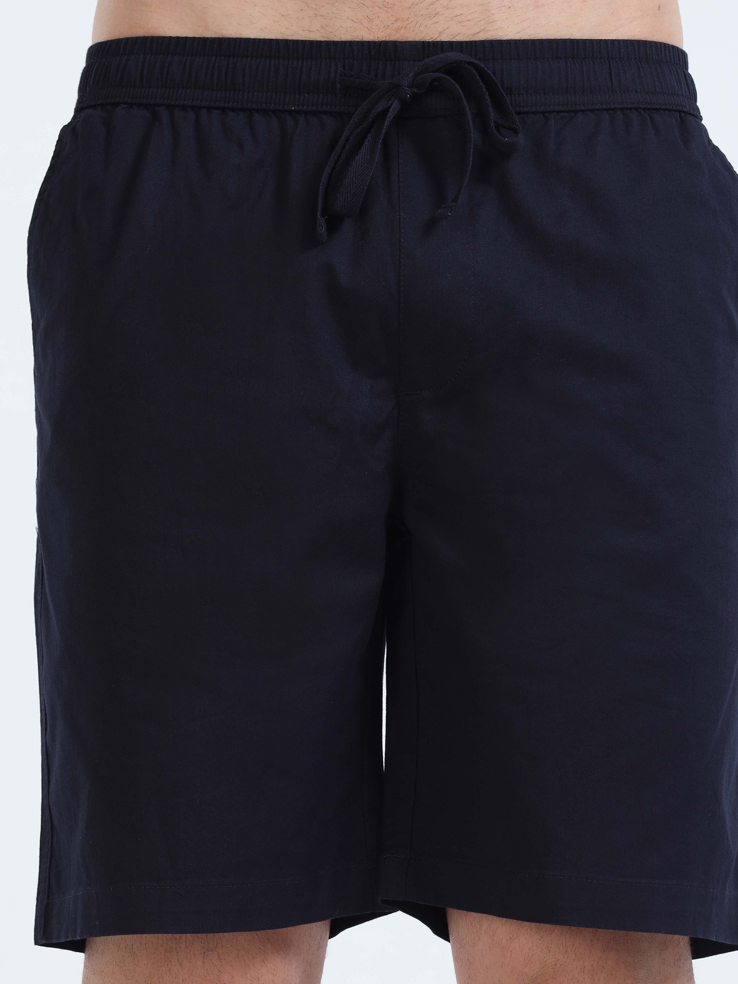 Soft Cotton Navy Plain Shorts for Men