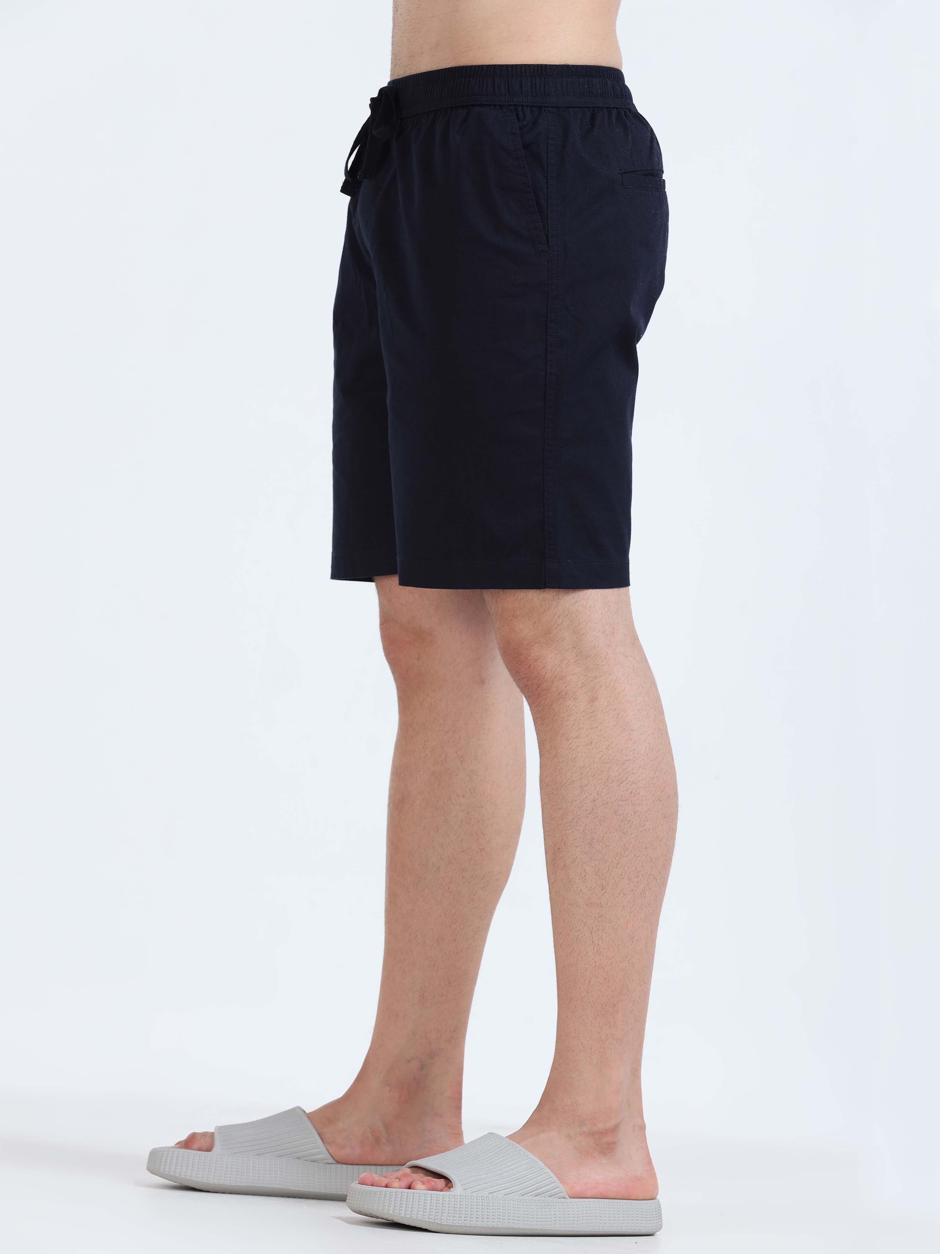 Soft Cotton Navy Plain Shorts for Men