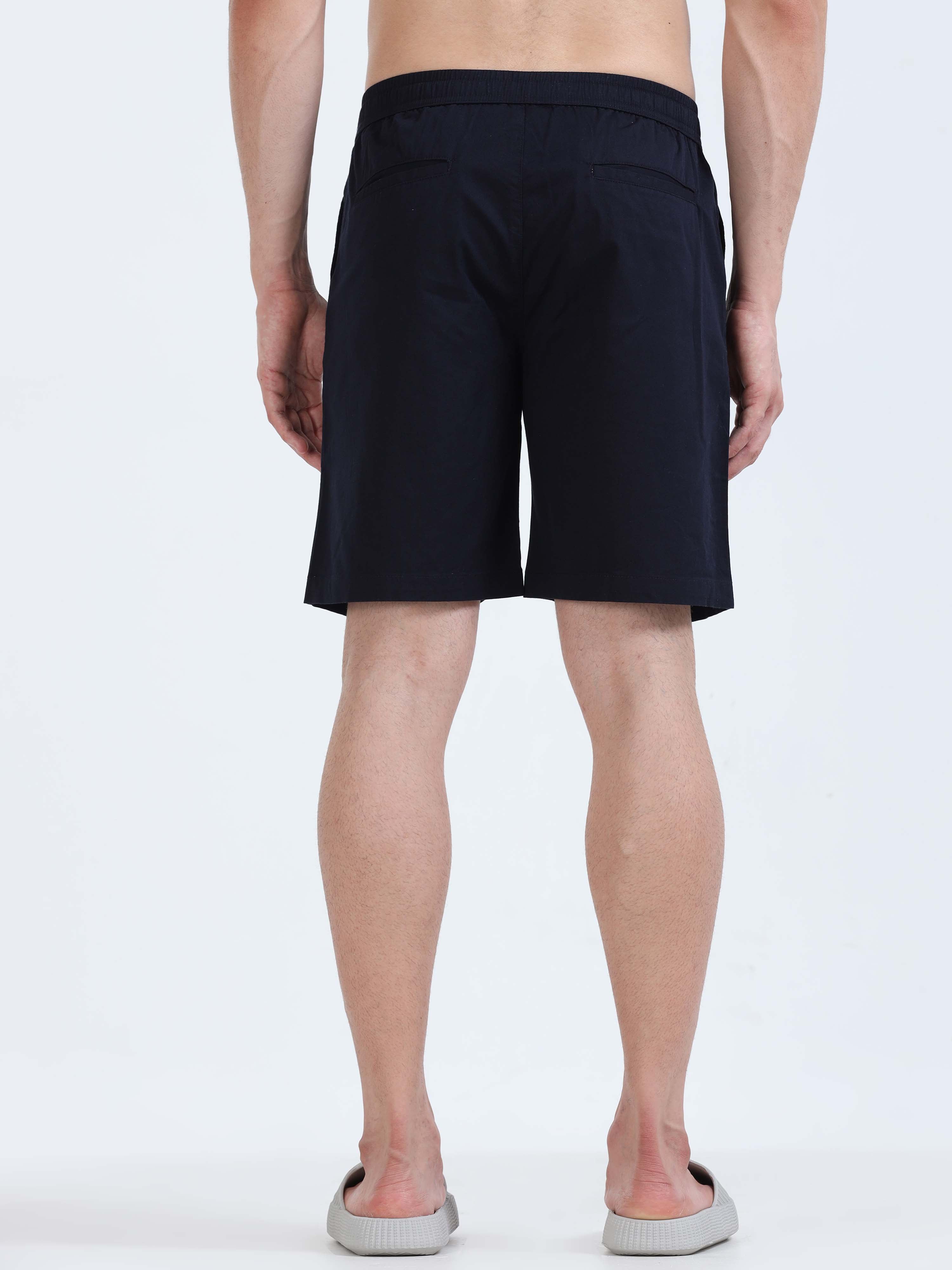 Soft Cotton Navy Plain Shorts for Men