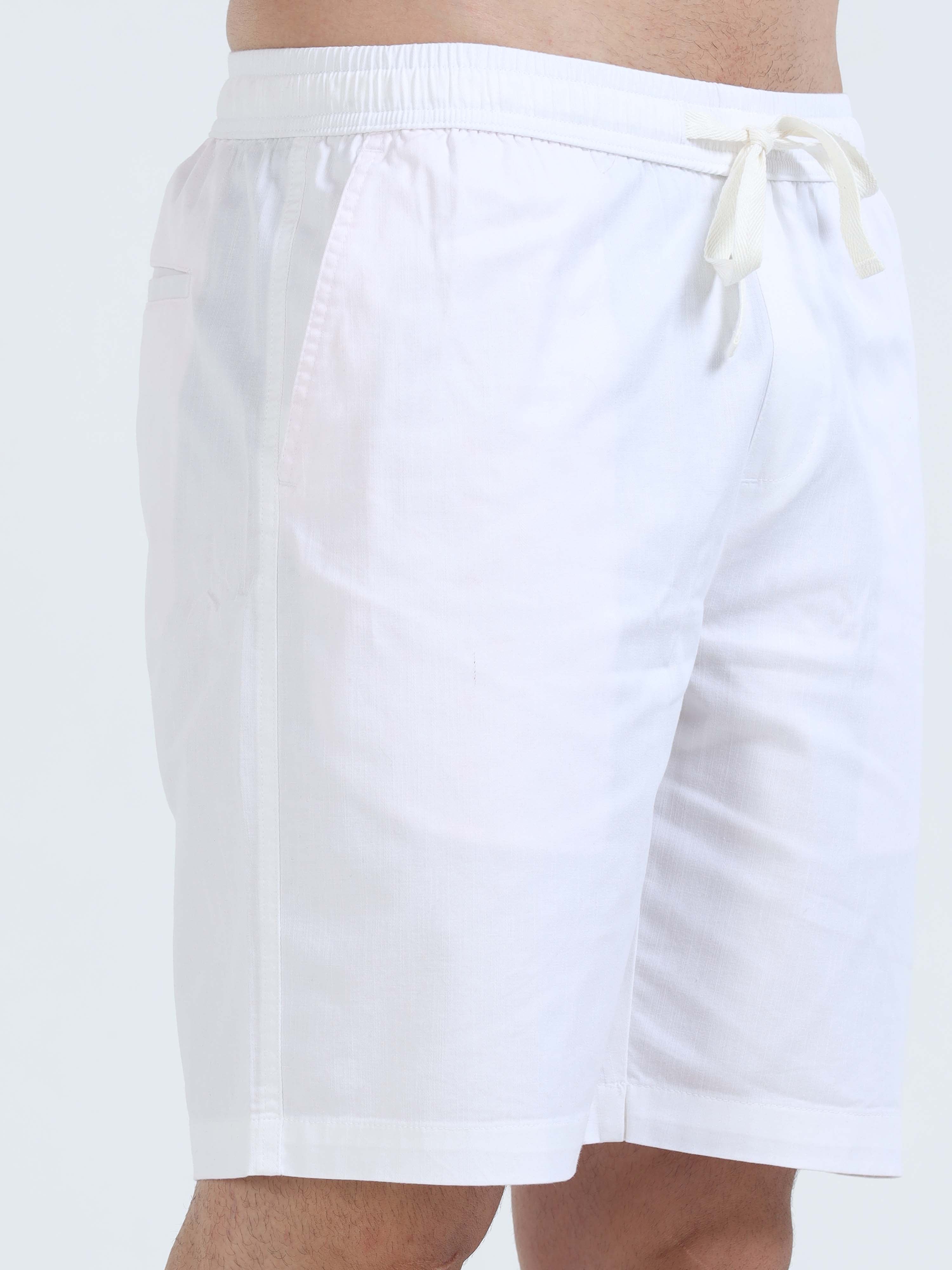 Soft Cotton White Basic Shorts