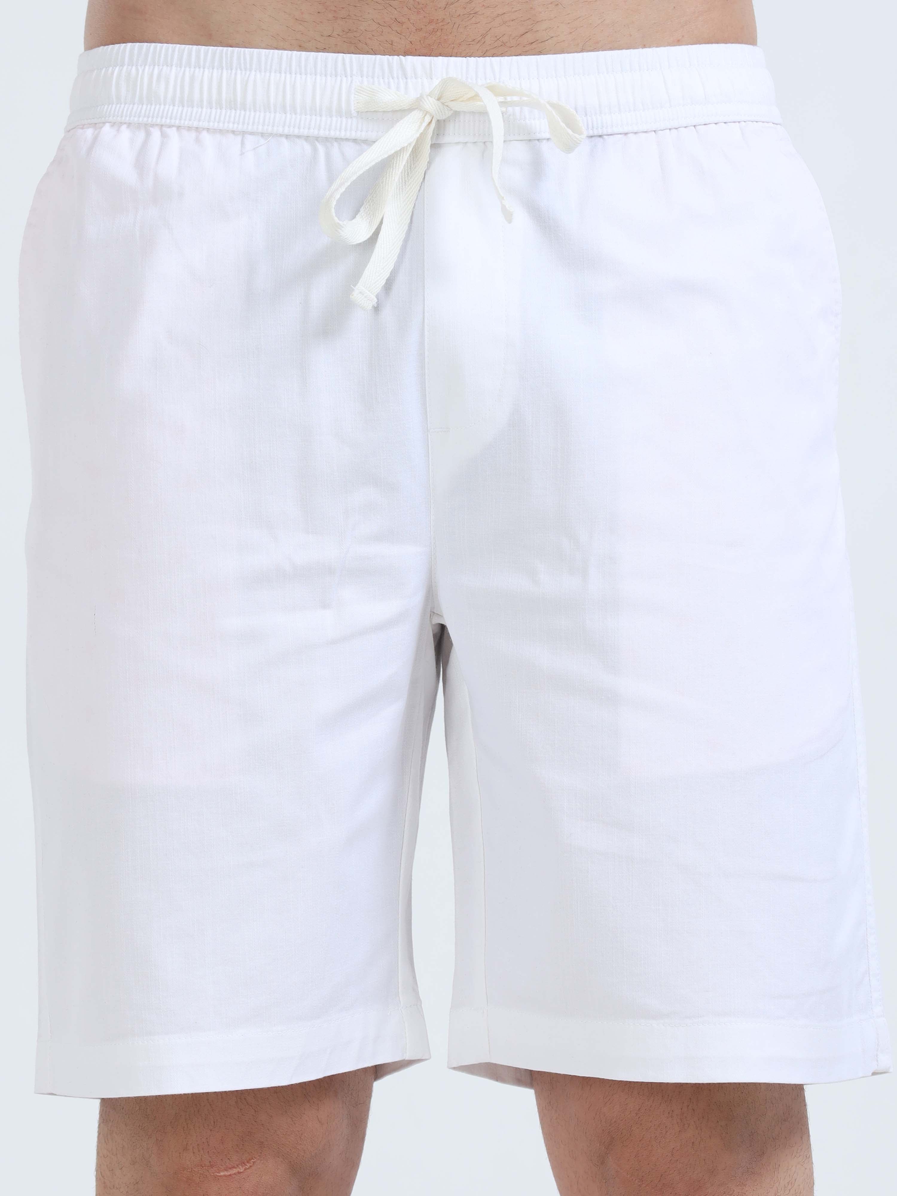 Soft Cotton White Basic Shorts