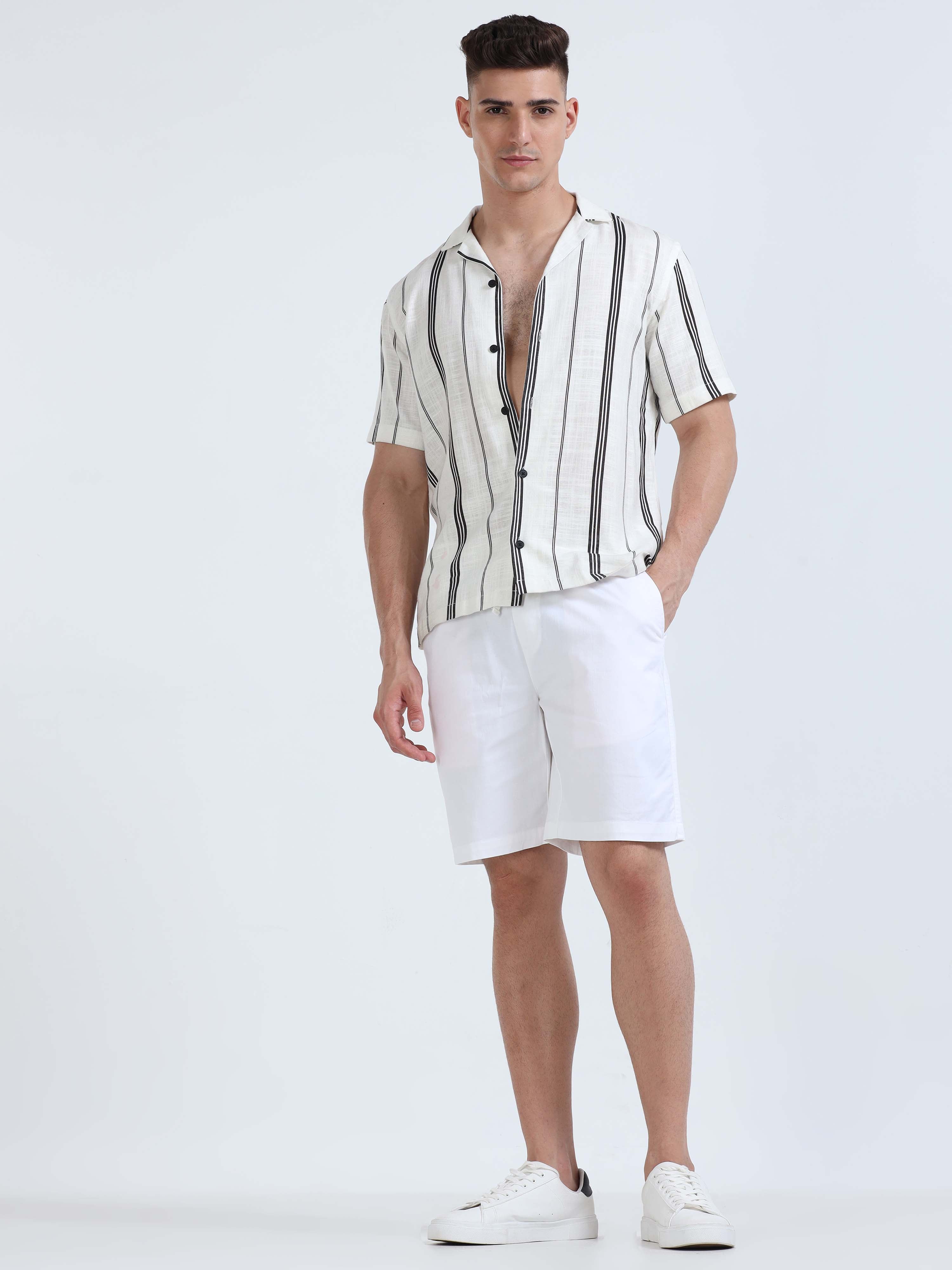 Soft Cotton White Basic Shorts