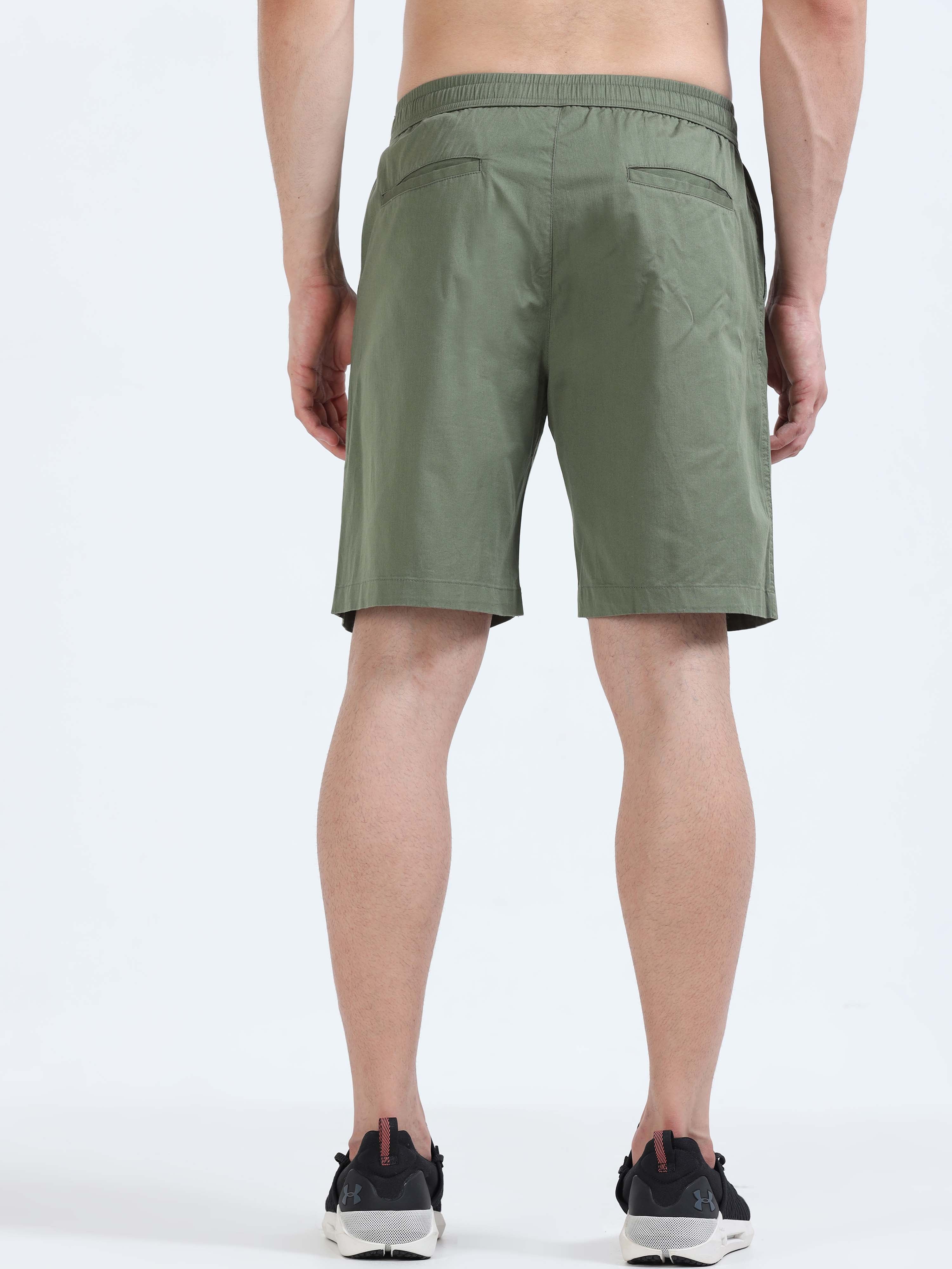 Soft Cotton Olive Plain Shorts for men