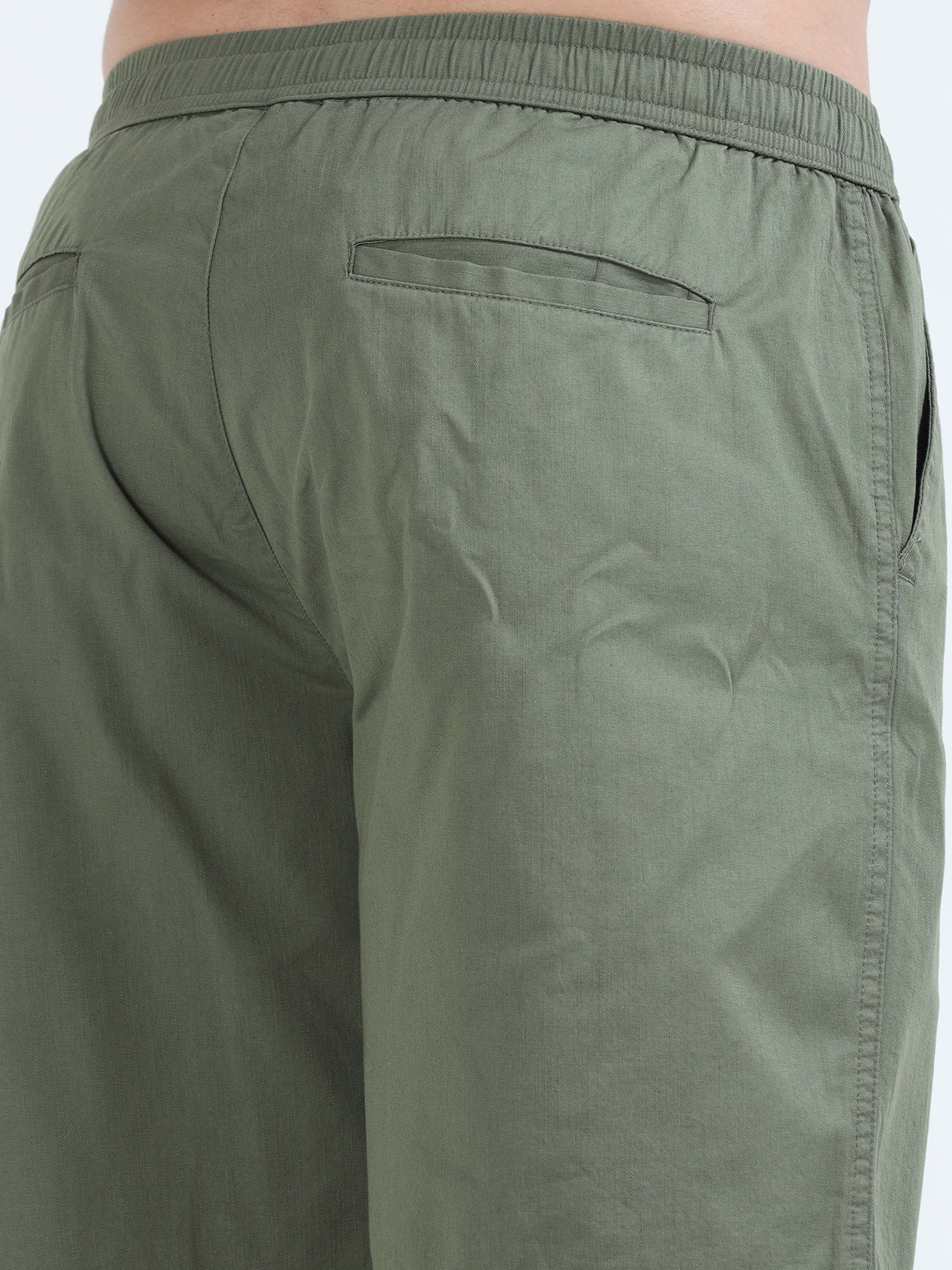 Soft Cotton Olive Plain Shorts for men