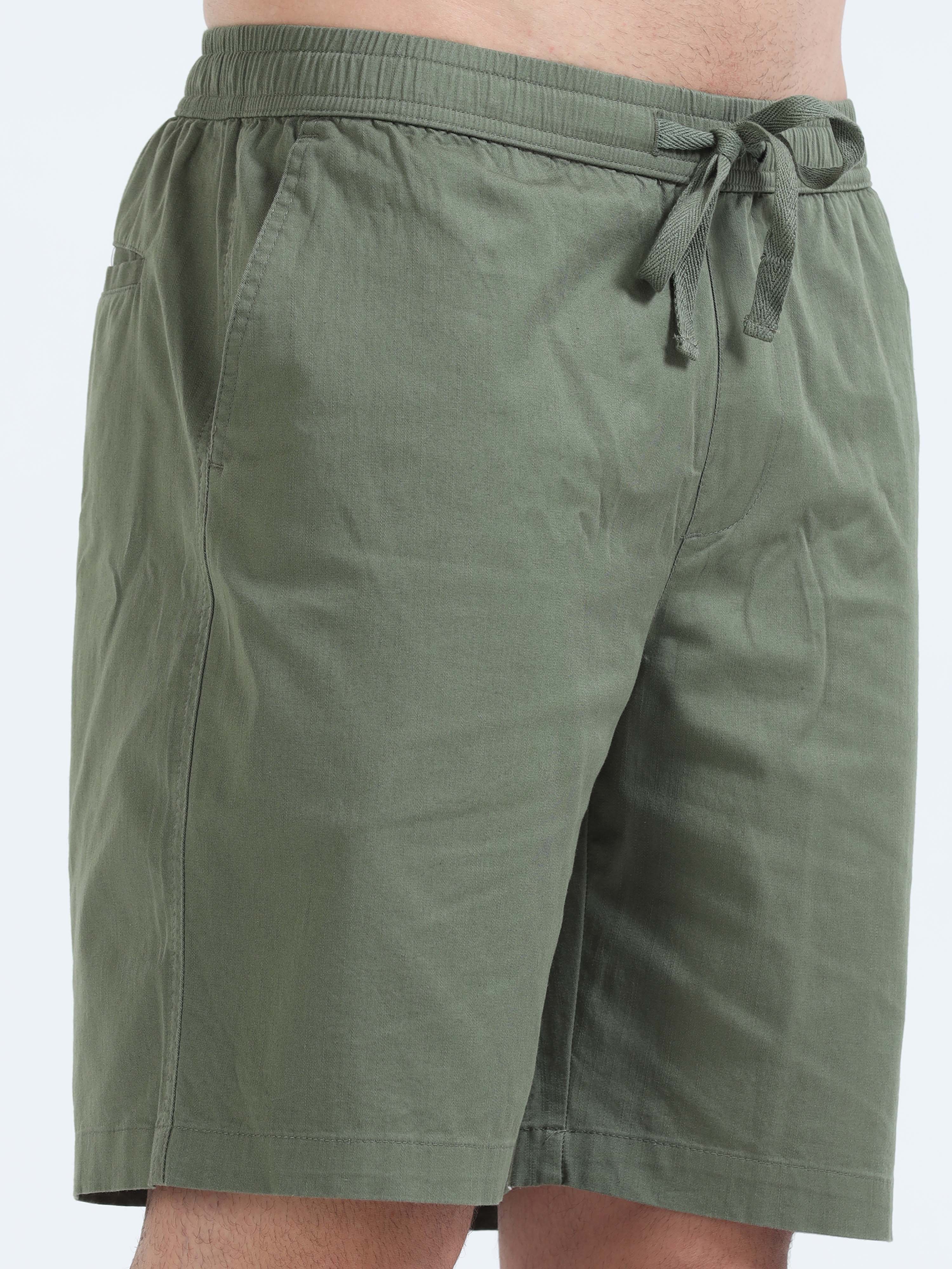 Soft Cotton Olive Plain Shorts for men